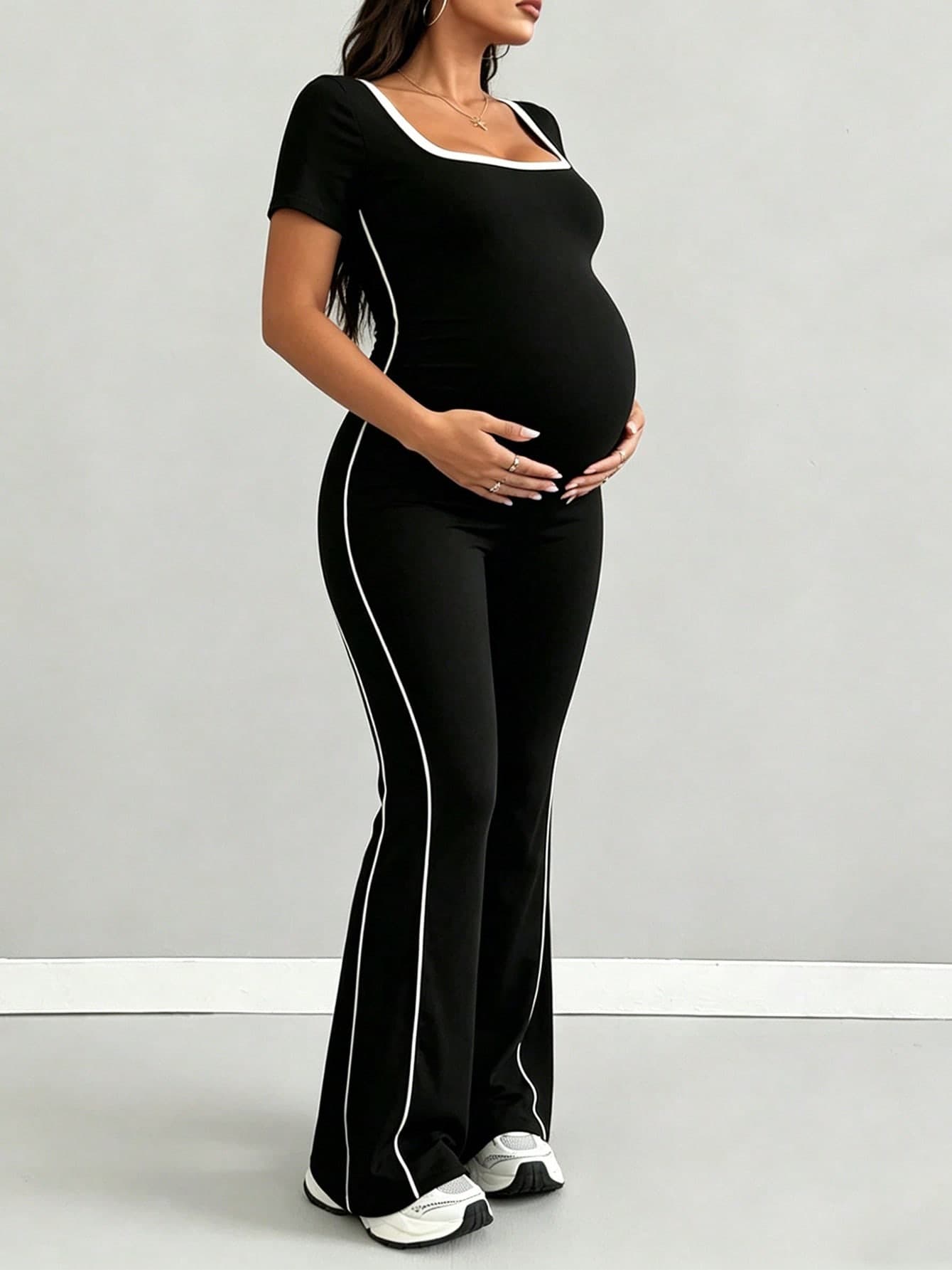 Parara Maternity Jumpsuit, Comfortable Short Sleeve Casual Jumpsuit, Suitable For All Seasons, Fashionable Athleisure, Suitable For Dates, Daily Wear, And Home Wear Black Summer