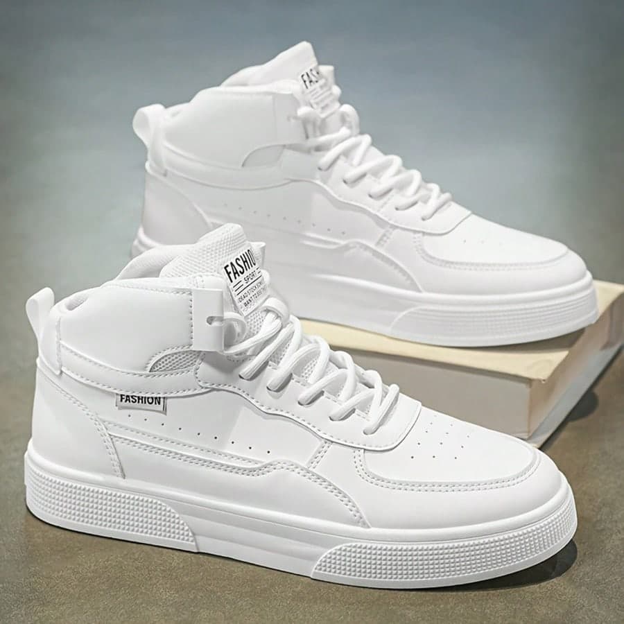 OBOVAY Men's Comfortable High-Top Sneakers, Perforated Design, Suitable For Walking, Travel, Work And Daily Wear