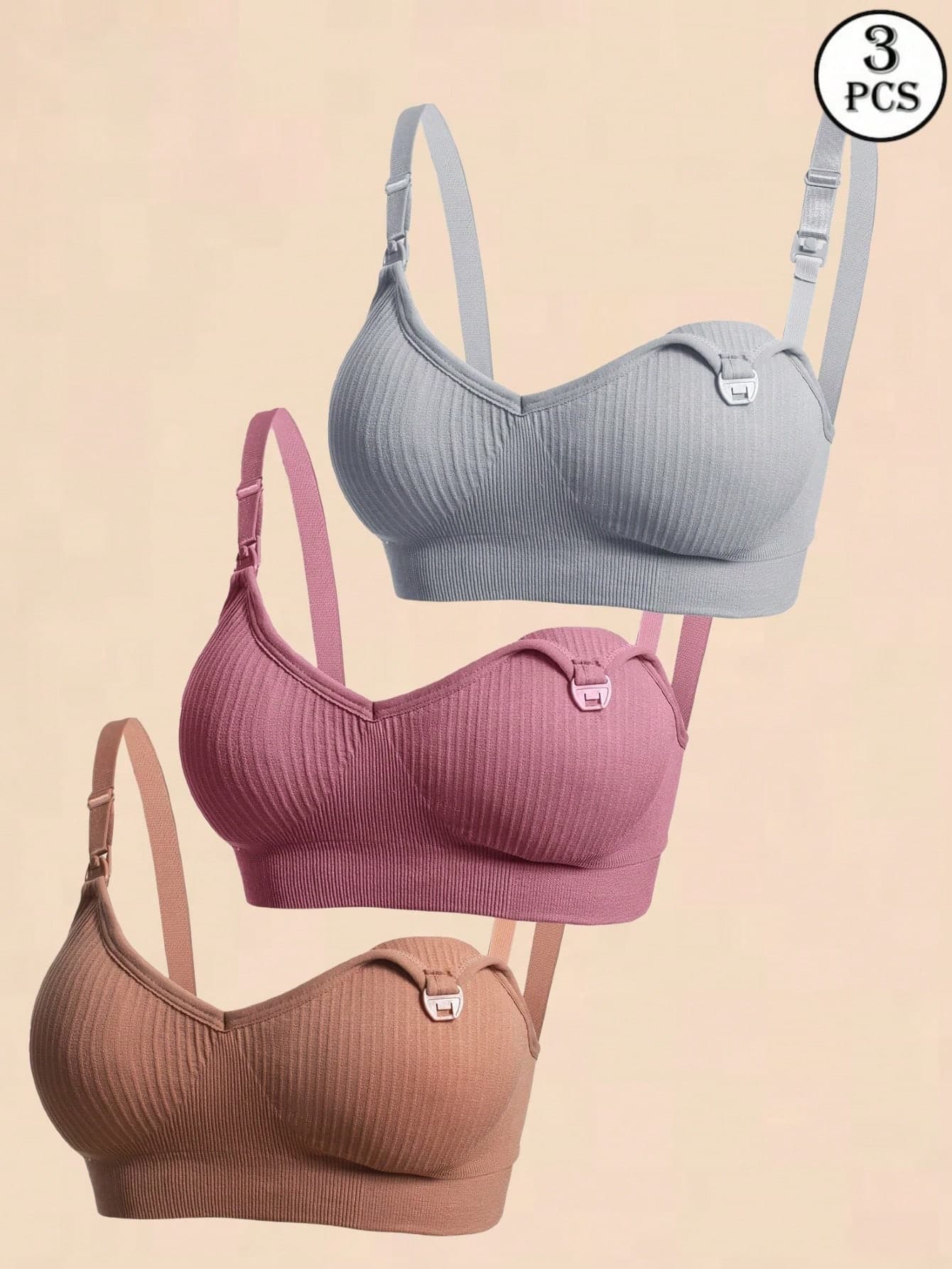 Hart & Haze 3pcs/Set Pregnant Women Front Open Nursing Bra Comfortable Feeding Underwear