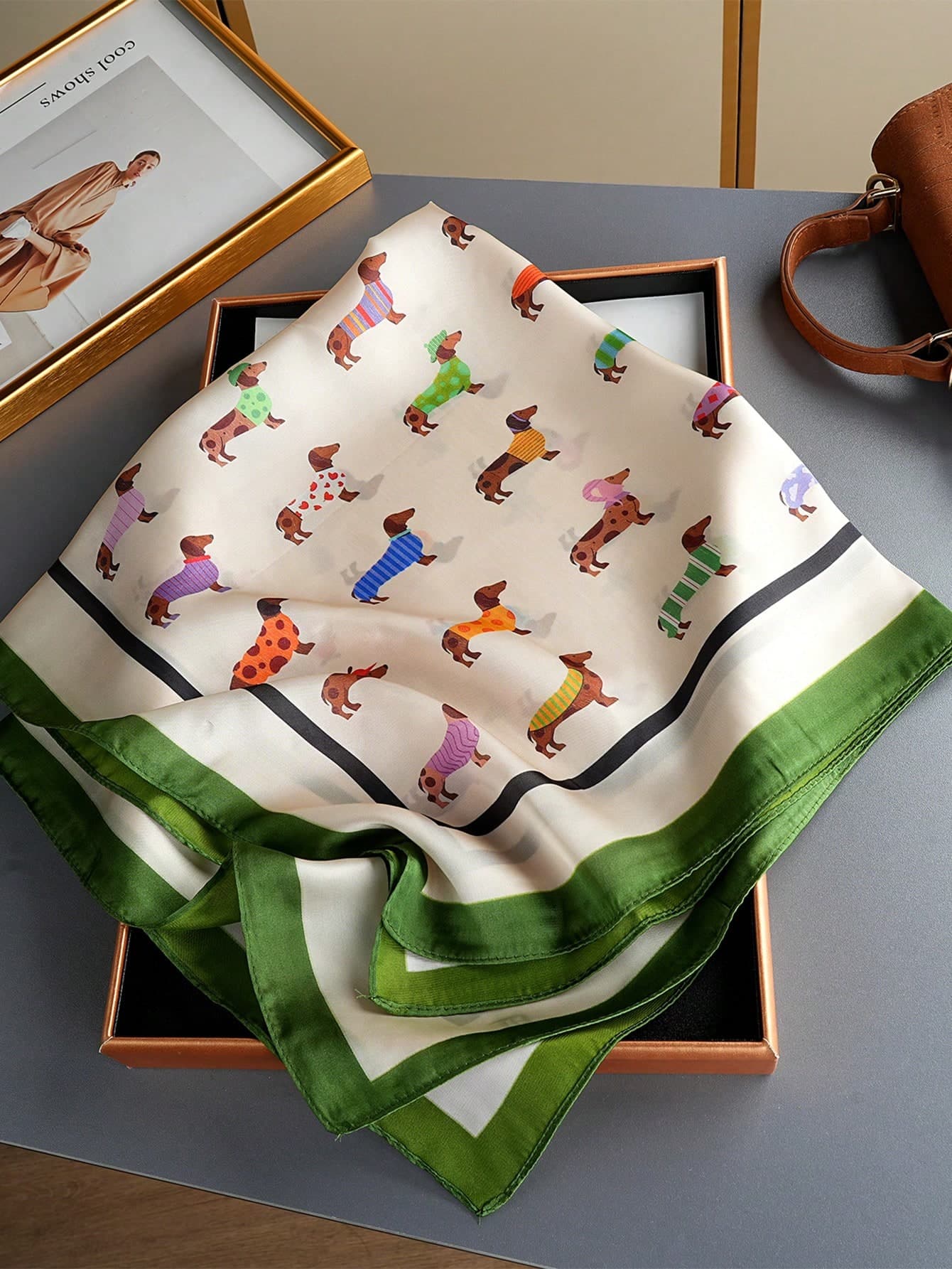 1pc Bohemian Style Luxury Horse & Paisley Print 27.6in Square Scarf, Versatile Bandana Shawl For Women, Casual Wear For Spring & Summer