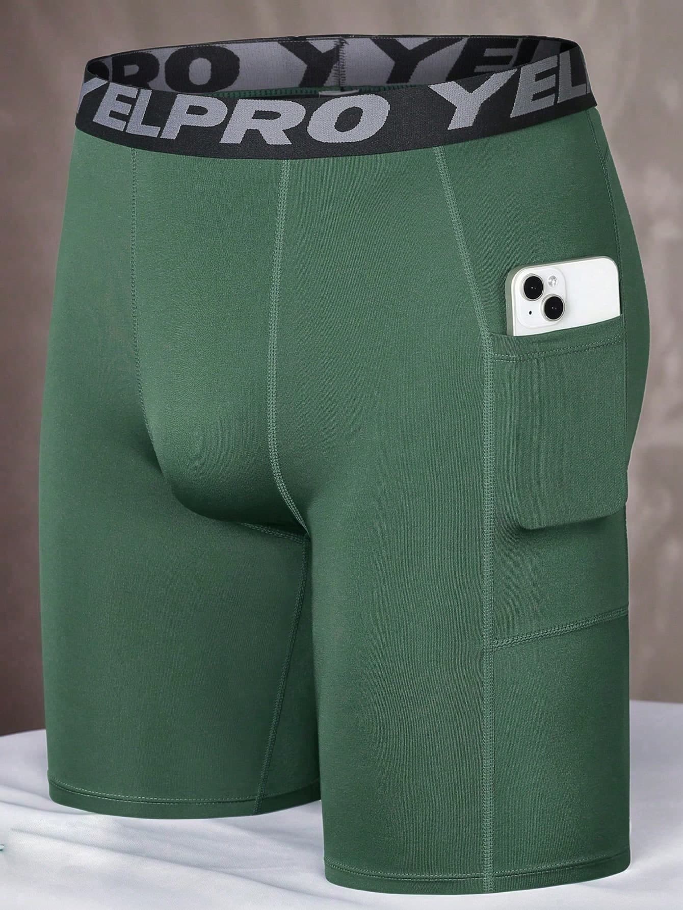 Compression Shorts With Pockets, Moisture-Wicking Elastic Tight Shorts For Fitness, Outdoor Sports, Running, Training
