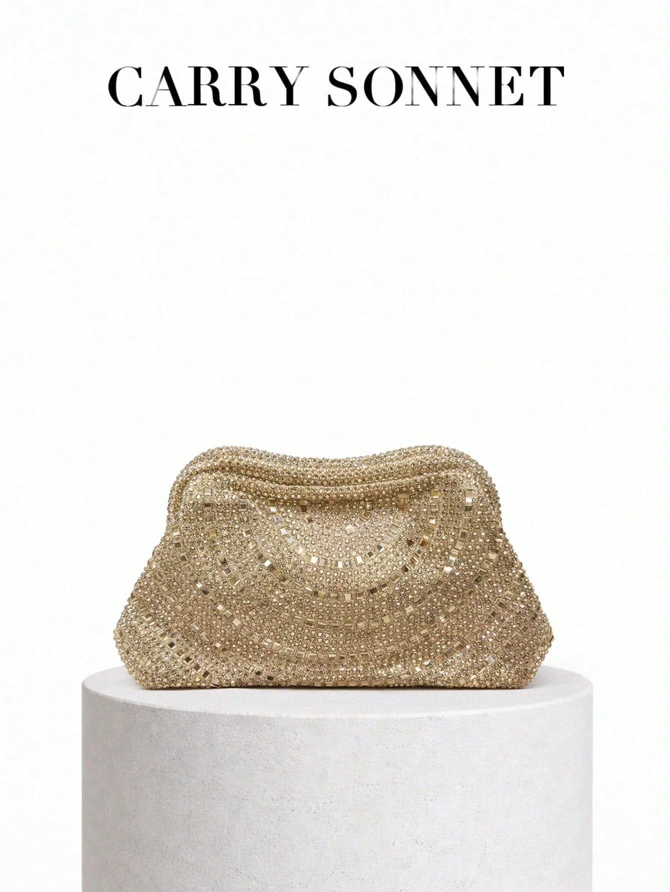 CARRY SONNET - Beaded Evening Clutch Bag For Women, Rhinestone Handmade Party Wedding Banquet Handbag