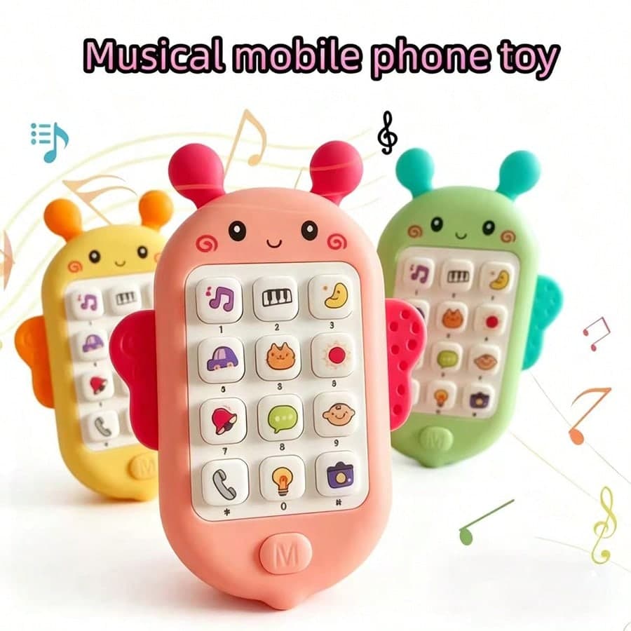 Music Bee Toy Phone, Early Education Learning Device - No Battery Included, Built-In Lights And Songs, Children's Phone, Ideal Gift For Interaction With Teenagers On Christmas, Halloween, Easter, Children's Day