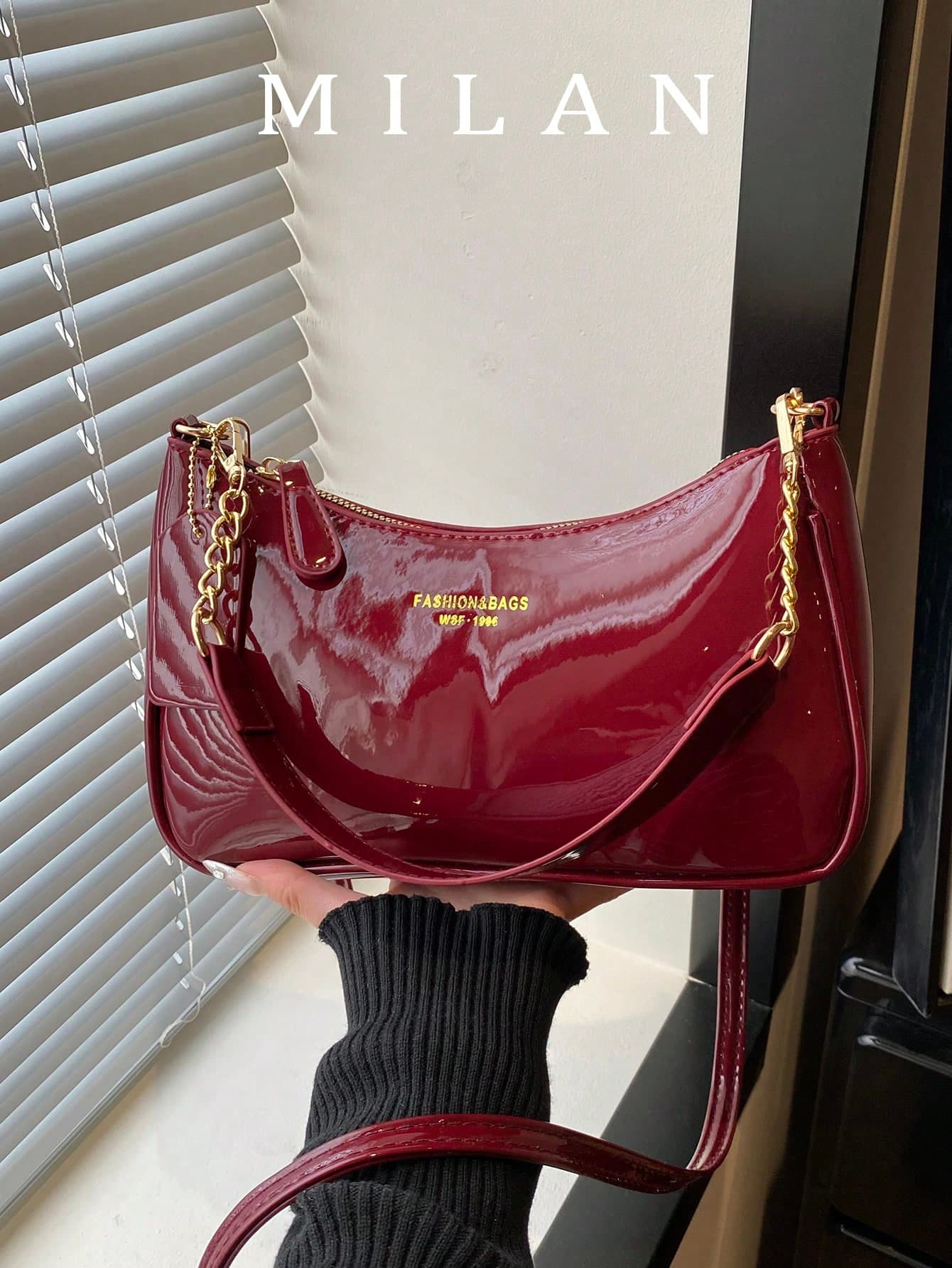 2026 New Classic PU Waterproof Solid Color Design Metal Chain Decor Shoulder Crossbody Bag. Suitable For Shopping, Wallet, Student, Young Women, Career Women. Ideal For Office, School, Work, Business, Commuting, Outdoor Activities, Travel And Picnic.