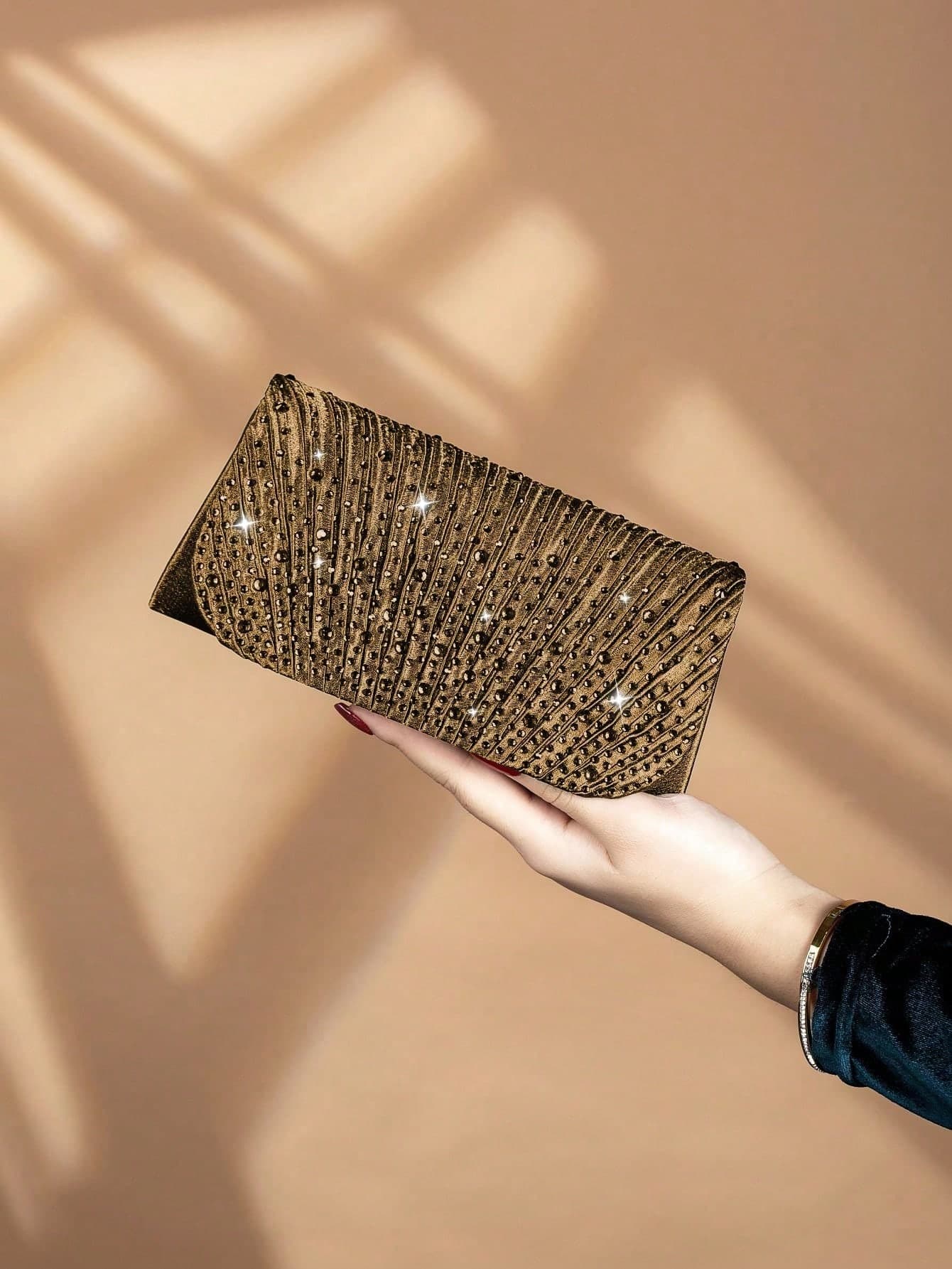REMANLAND Glamorous Sparkling Rhinestone Decor Chain Bag, Magnetic Closure, Elegant Fashion Party Clutch, Suitable For Women's Birthday Party, Charming Evening Shoulder Bag