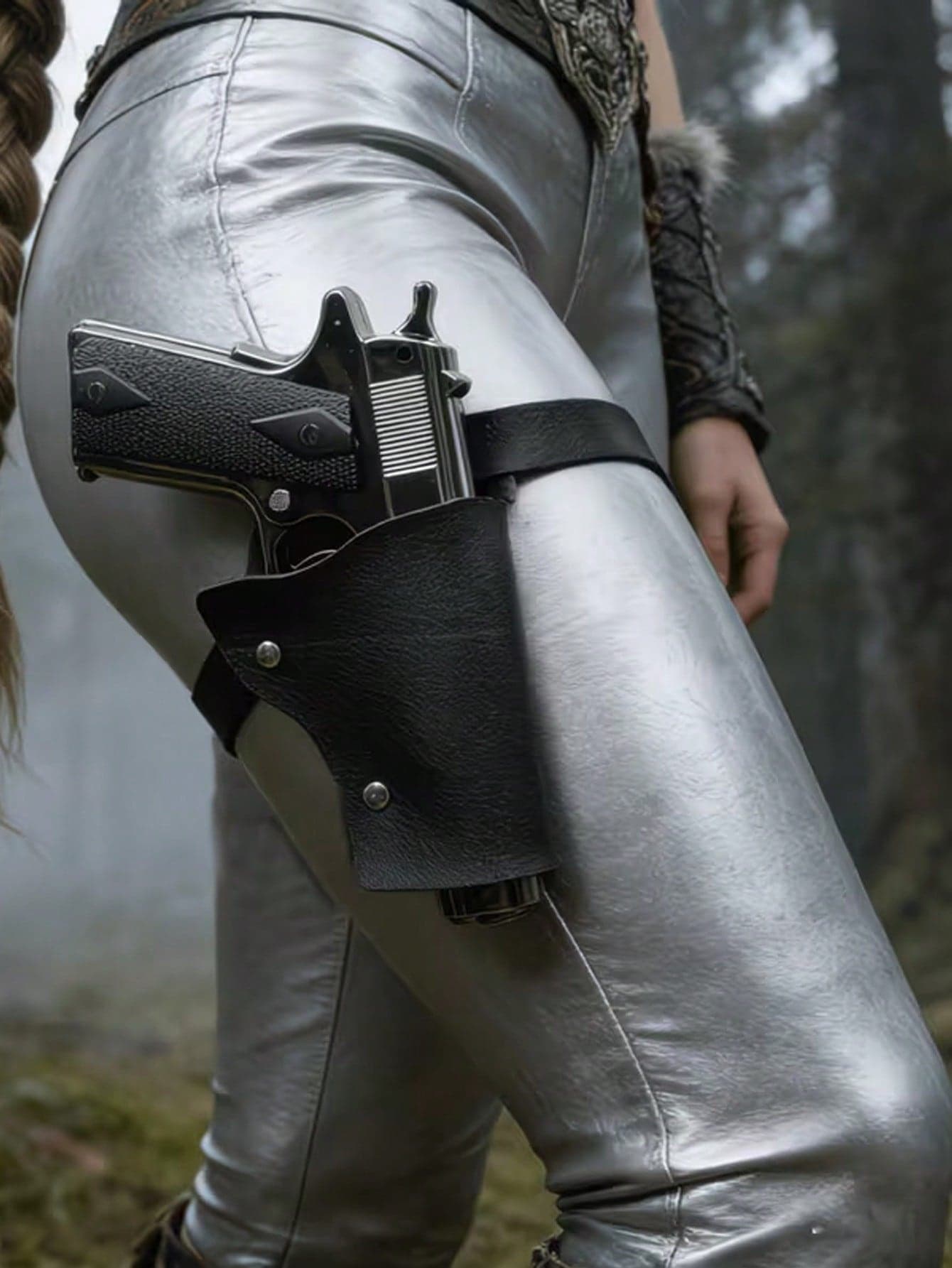 Adjustable Thigh PU Leather Holster, Vintage PU Leather Holster Suitable For Cosplay And LARP (Gun Not Included), Fits Gun Length: 16cm, Width: 10cm