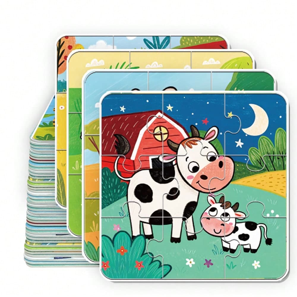 beartale 36pcs Cartoon Farm Animal Jigsaw Puzzle, Children's Cognitive Toy, Early Education Learning Toy, Travel Toy, School Supplies, Colorful Kindergarten Toy, Develop Coordination And Hands-On Ability, Montessori Puzzle Game, Interactive Toy, Puzzle Gift, Teaching Supplies, Early Education Toy, Classroom Toy, Student Stationery, Toddler Learning Activity, Children's Birthday Gift, Infant Travel Gift, Back To School Gift