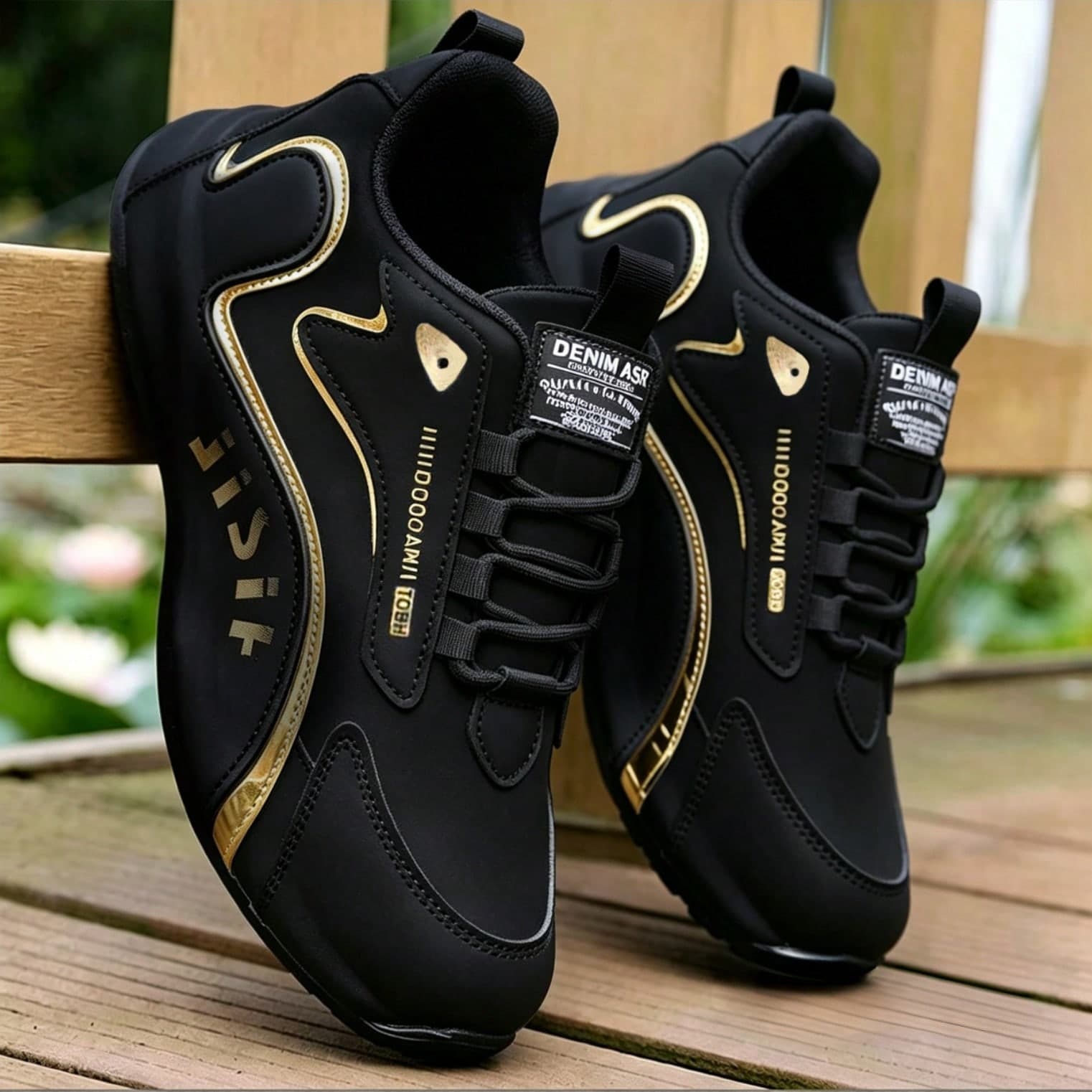 OBOVAY Men's Multi-Function Fitness Shoes, Decorated With Gold Accents, Suitable For Gym Workouts, Walking, Hiking And Daily Activities