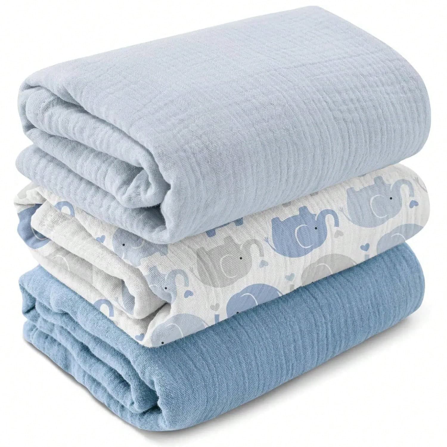 Unisex Baby Muslin Swaddle Blanket, Soft Absorbent Drool Bibs, Multi-Functional Blanket Can Be Used As Burp Cloth, Bib, Diaper, Stroller And Car Seat Cover, Suitable For Baby Boys And Girls, Breathable And Comfortable, Essential For Baby Shower