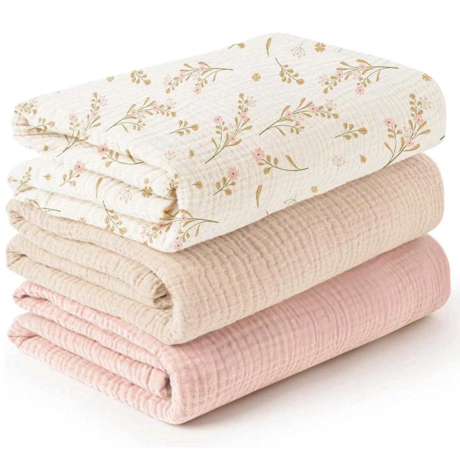 Gender Neutral Baby Muslin Swaddle Blanket, Soft Absorbent Drool Bibs, Multi-Functional Towel Can Be Used As Face Towel, Drool Bib, Burp Cloth, Diaper, Stroller And Car Seat Cover, Gentle Color Design, Breathable And Comfortable, Ideal Baby Care Gift For Boys And Girls