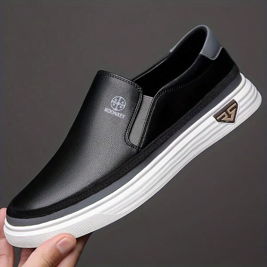 OBOVAY Men's Versatile Slip-On Sneakers, Dual-Color Design For Commuting And Casual Wear