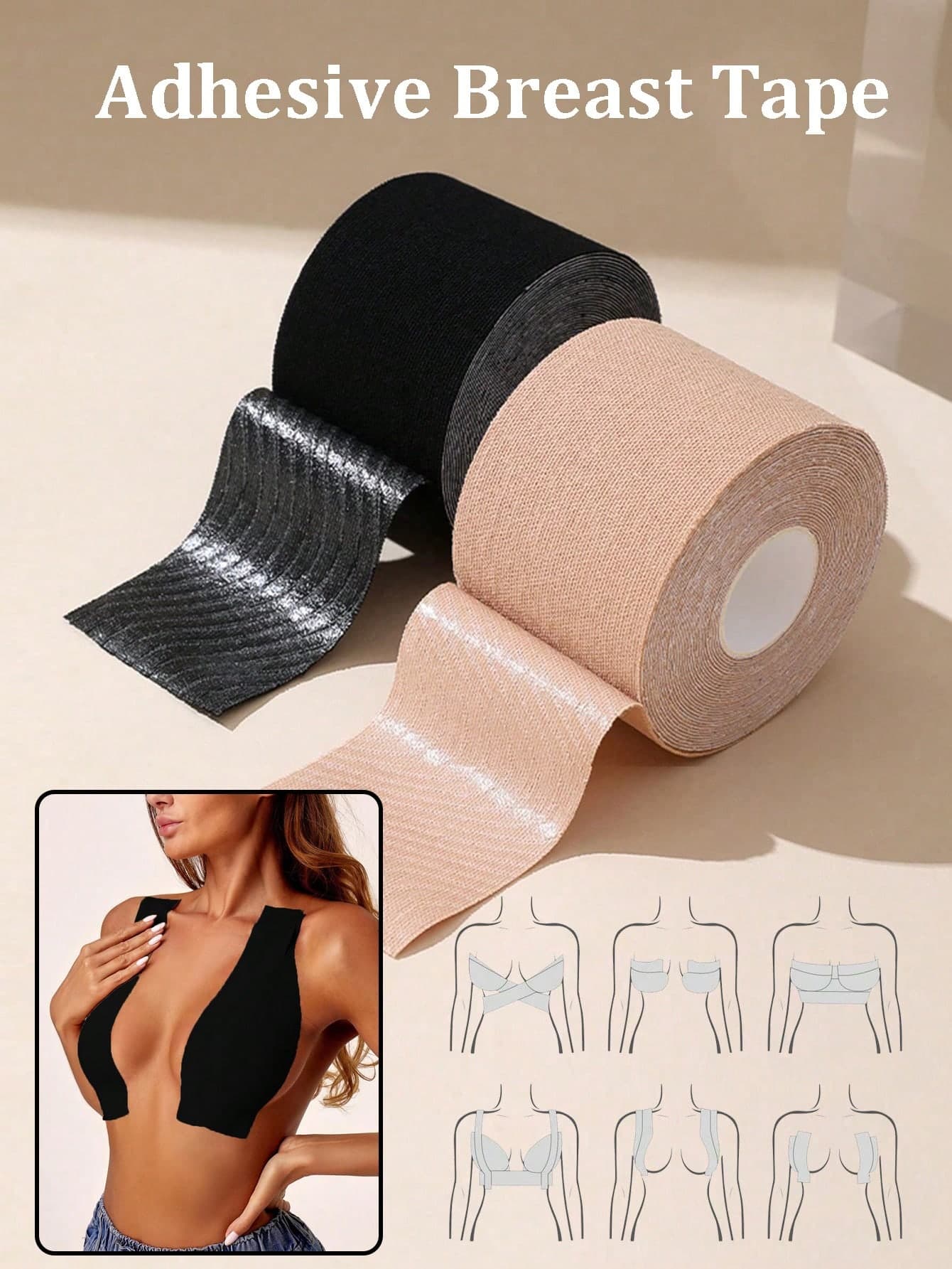 5cm*5m Breast Lift Tape Bra Women Invisible Self-Adhesive Breast Petals Nipple Covers Lift Up Tape Gather Bra Strapless Bra Pads Stickers