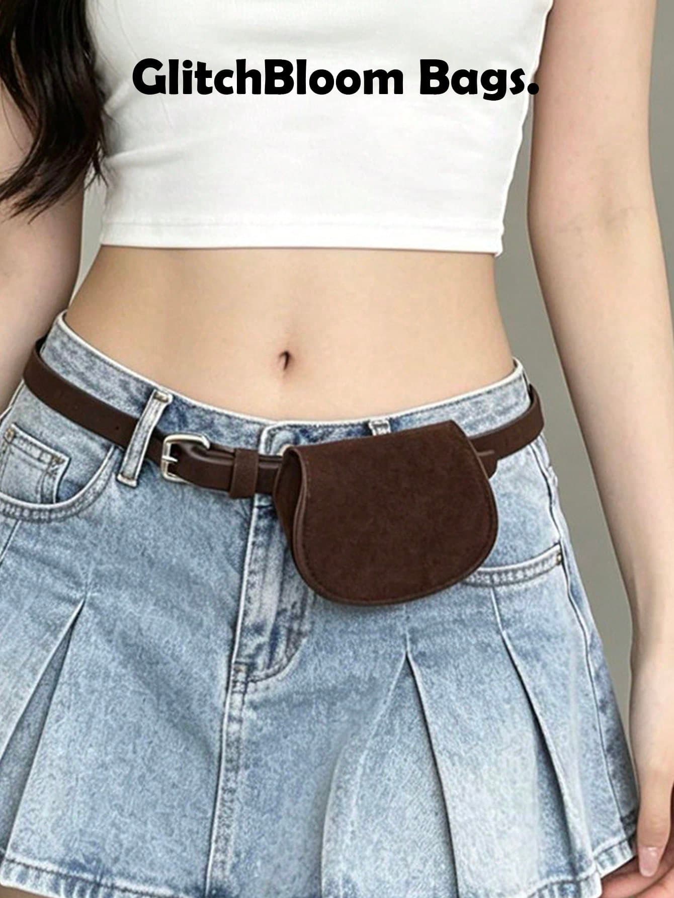 Korean & Japanese Fashion Suede Retro Y2K Cool Girl Waist Bag, Multi-Pocket Design With Card Holder, Fashionable Waist Belt Accessory, Women Street Style Pouch For Coins, Earphones