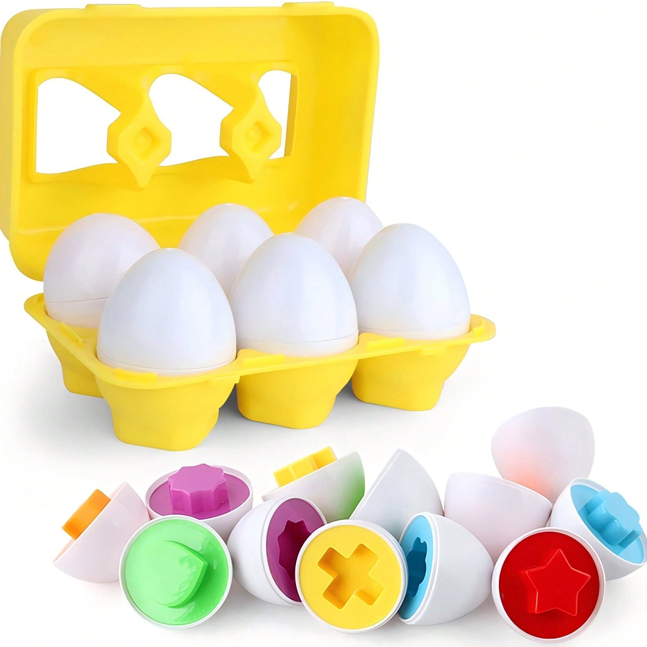 6pcs Matching Egg Shape & Color Sorting Puzzle, Suitable For Toddlers Easter Travel Game, Early Learning Education, Fine Motor Skills Training, Montessori Gift, For 1 Year Old Children