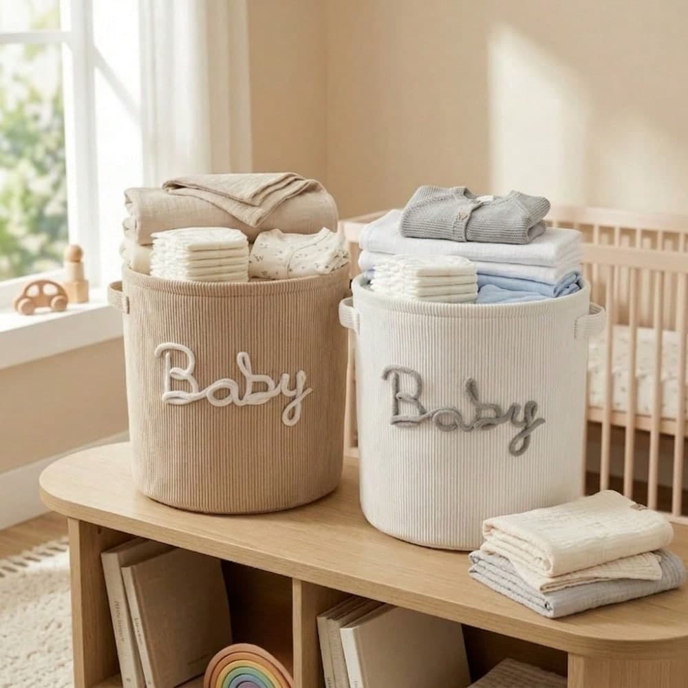 1pc Letter Design Diaper Paper Diaper Basket, Large Capacity Dirty Clothes Hamper, Diaper Paper Diaper Storage Basket
