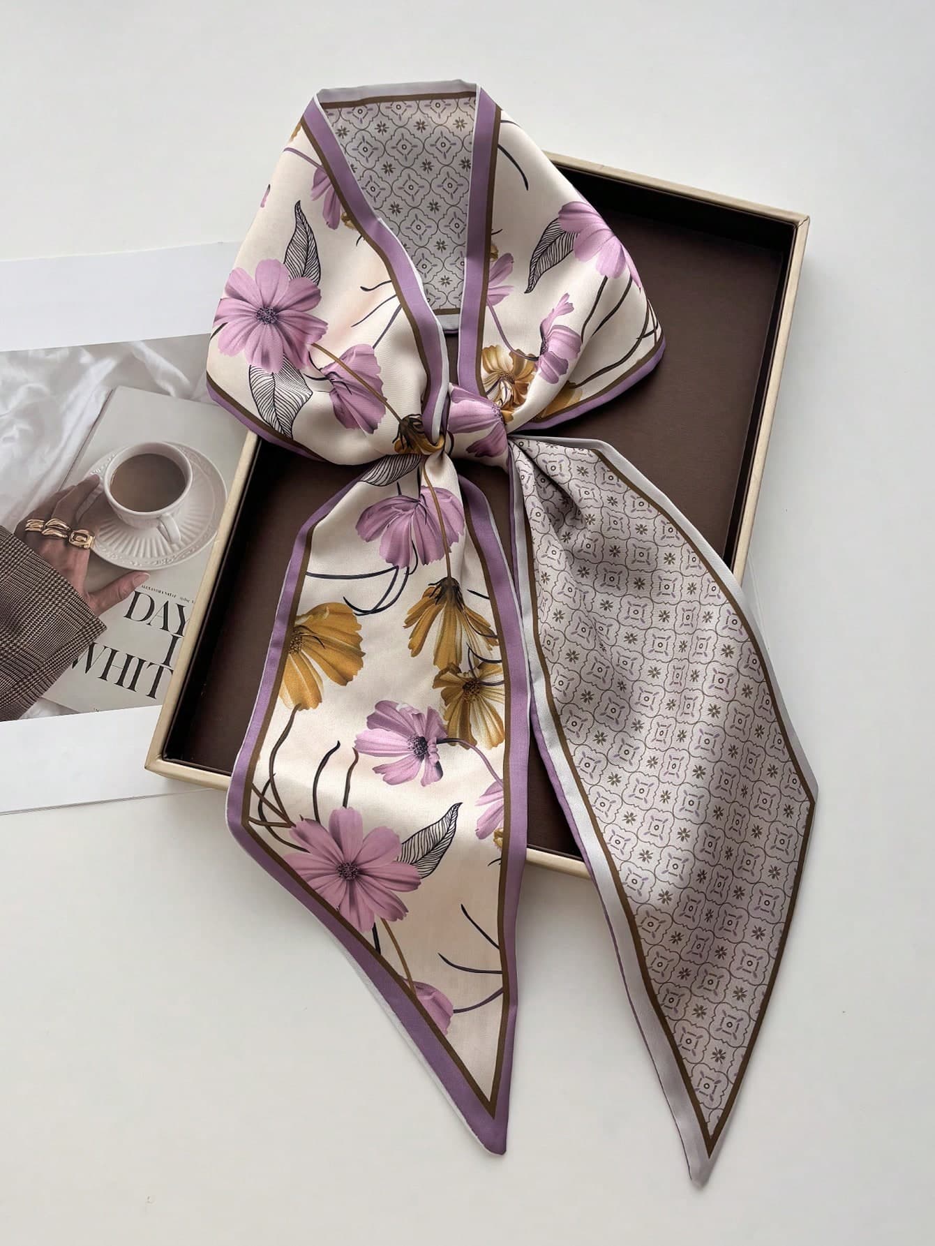 1pc Double-Sided Horses Chain Printing Women Satin Neckerchief Female Dress Shorts Belt Bags Hats Ribbon Waistband