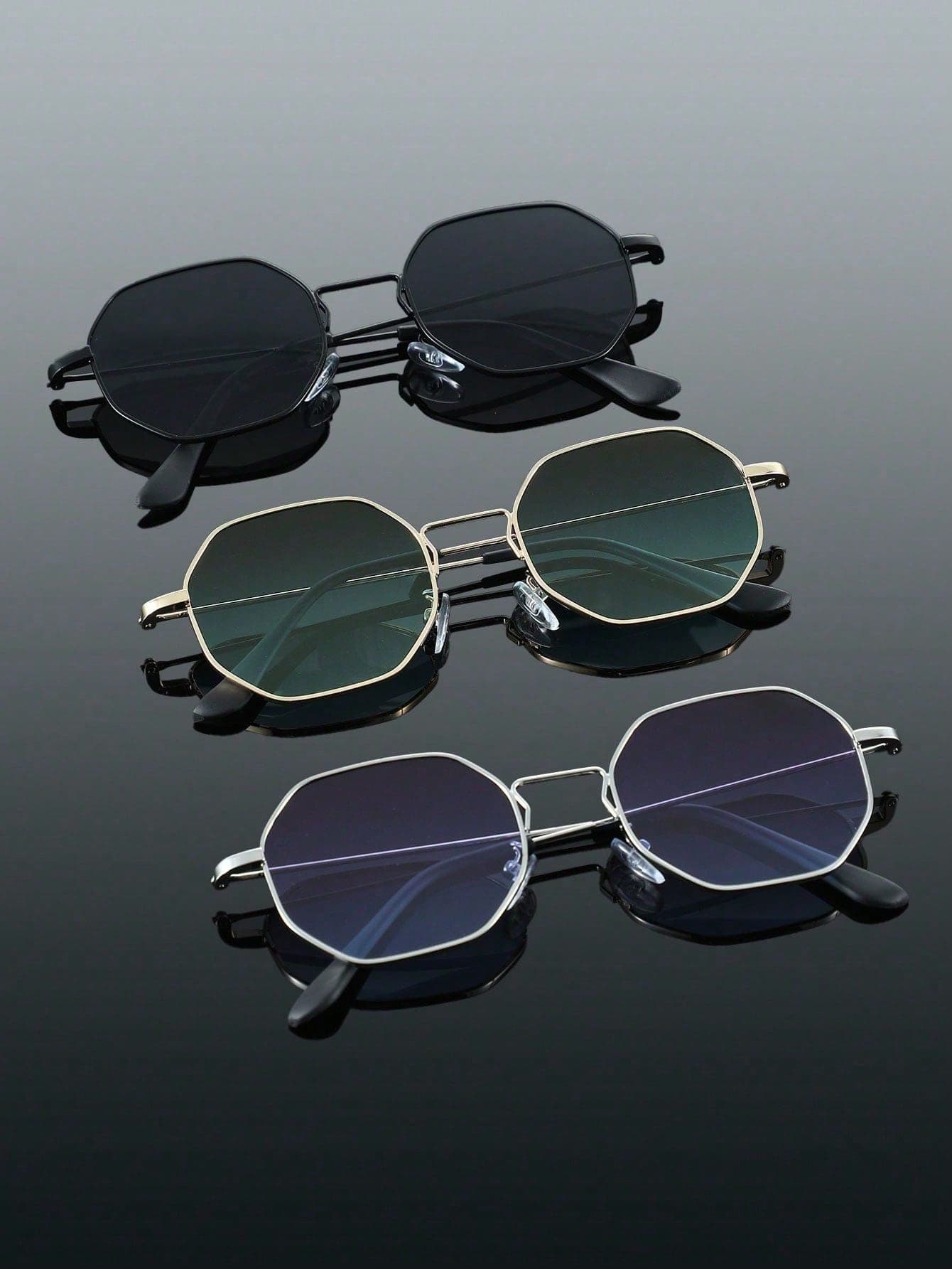 3 Pairs Copper Square Classic Modern Minimalist Style For Men, Suitable For Driving, Fishing, Camping, Parties, Street Photography, Tropical Beach Vacation, Family Outings, Dates, Fashion Glasses Accessories