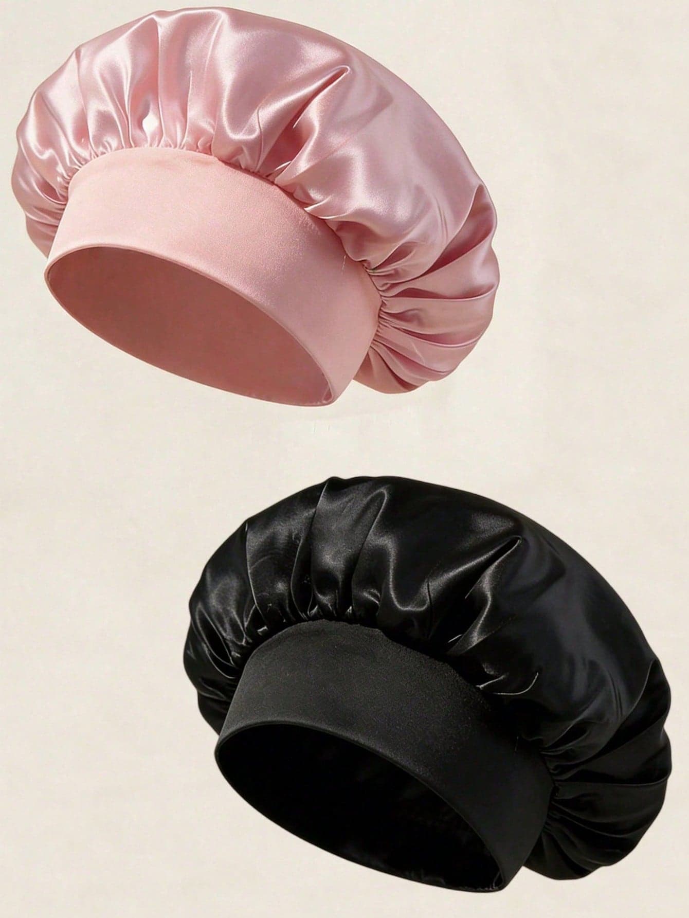 2pcs Silk Sleep Cap, Satin Hair Cap, Women's Wide Brim Elastic Cap, Satin Sleep Cap, High-End Satin Hair Care Cap, Curly Hair Silk Headband