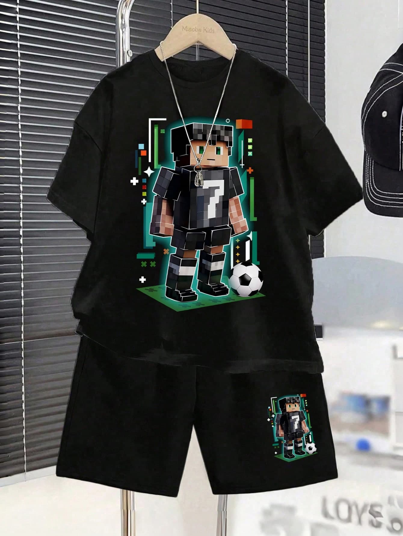 Young Boy Cartoon Number Print Round Neck Short Sleeve T-Shirt And Shorts Casual Daily Outfit