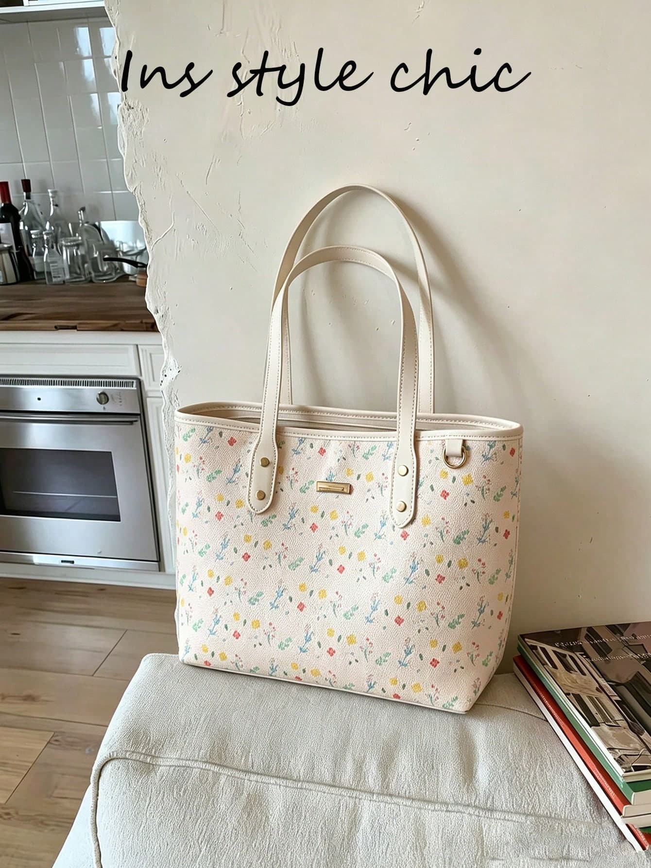 New Fashion Classic Versatile PU Solid Color Large Capacity Shoulder Tote Bag, Sweet Holiday Floral Pattern Decor Design, Ladies Elegant Wallet, Business Commute Bag, Suitable For Travel, Shopping, Commuting, Outing And Back To School Season