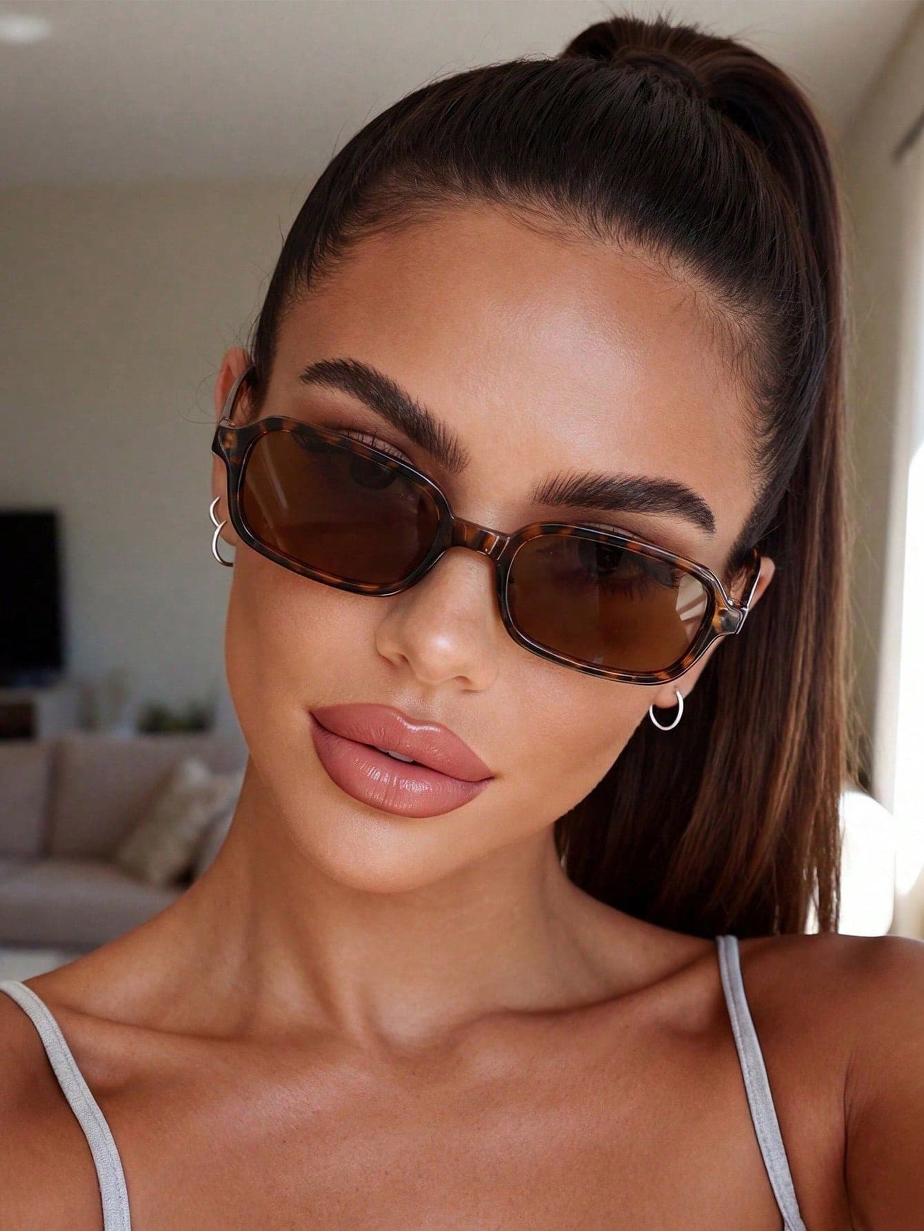 1 Pair Women's Leopard Print Frame Oval Fashion Sunglasses, Suitable For Driving, Street Photography, Shopping, Party, Travel, Electronic Music Festival, Beach, Street Style Accessory