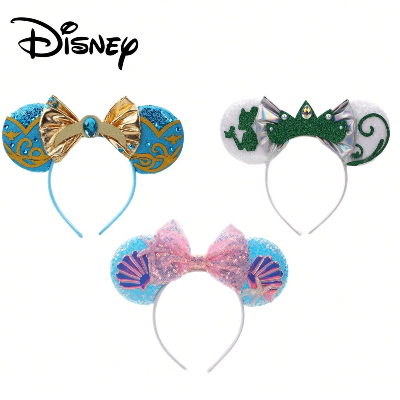 Disney Themed Shiny Headband, 3 Styles Available | Aladdin Jasmine/Peter Pan, 3D Bow, Minnie Ears, Suitable For Park/Party/Daily Use