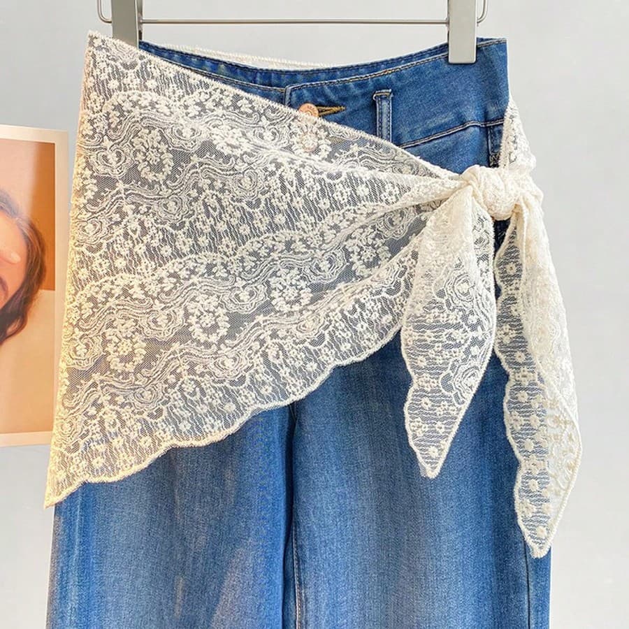 1pc Women's New Lace Layered Triangle Waist Scarf Hip Cover Skirt