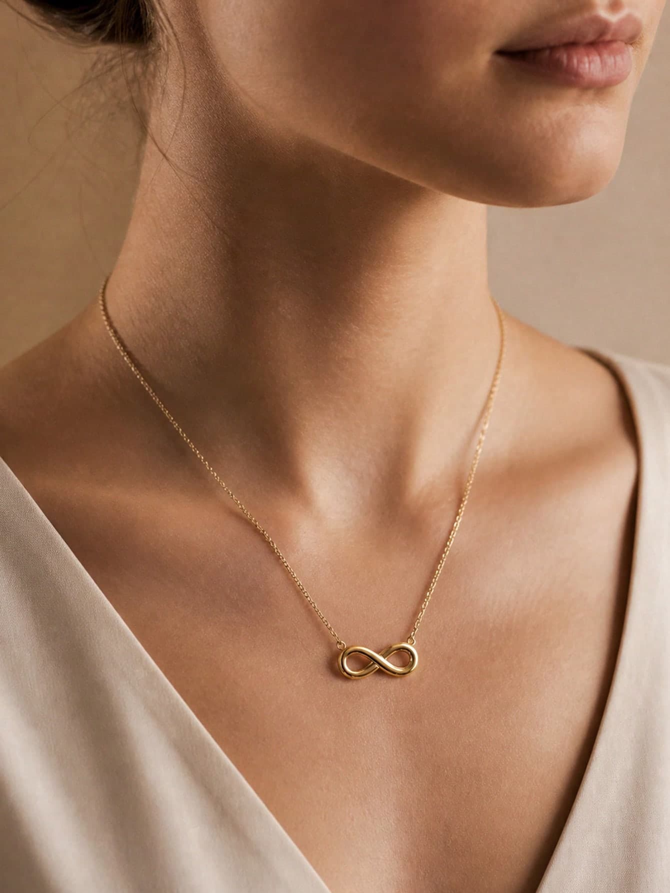 18K Gold Vacuum Plated Stainless Steel Infinity Symbol Women's Necklace, Waterproof And Fade-Resistant, Minimalist Elegant Eternal Love Friendship Pendant, Birthday Gift/Sexy/High-End/Old Money Style/Elegant/Summer Beach/Party