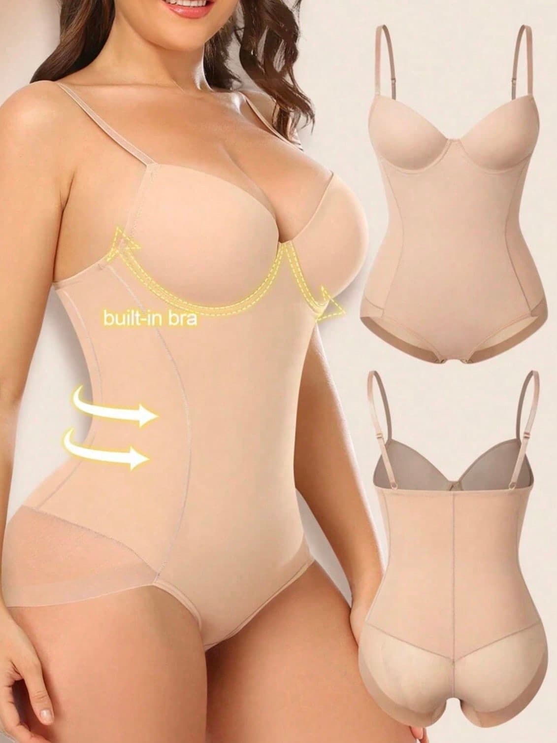 1pc Women's Shapewear, Women's Corset, Tight Bustier With Bra Cups, 3-Row Hook Design, Fashionable Sexy Mesh Bodycon, Accentuates Body Curves, Slimming Waist, Enhances Hips, Waist Support, Bust Shaping, Can Be Worn Outerwear, Multi-Functional Shapewear, Comfortable Fitted Shaping Lingerie, Lightweight Stretchy Fabric, Maintains Feminine Figure