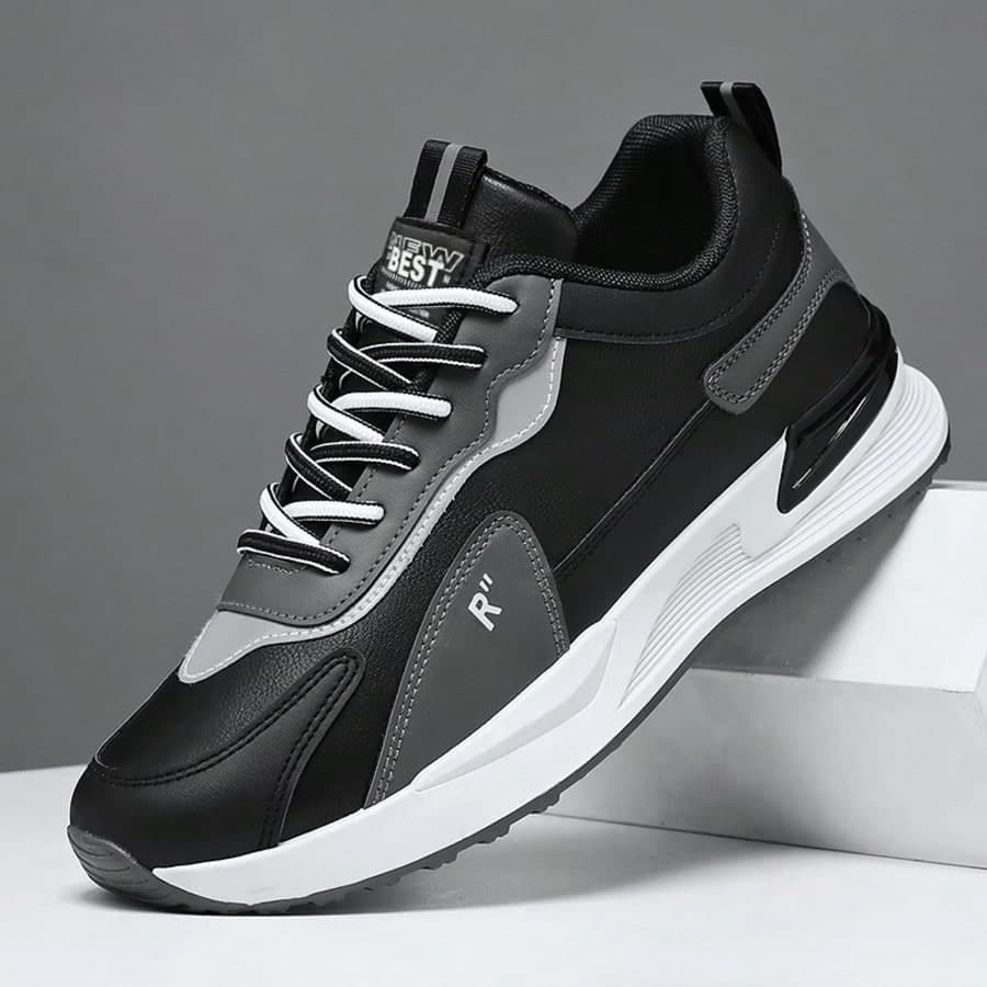 OBOVAY Men's Color Block Casual Sports Shoes, Lace-Up Low-Top Comfortable Running Shoes, Non-Slip Lightweight Athletic Sneakers, Suitable For Daily Wear And Outdoor Activities