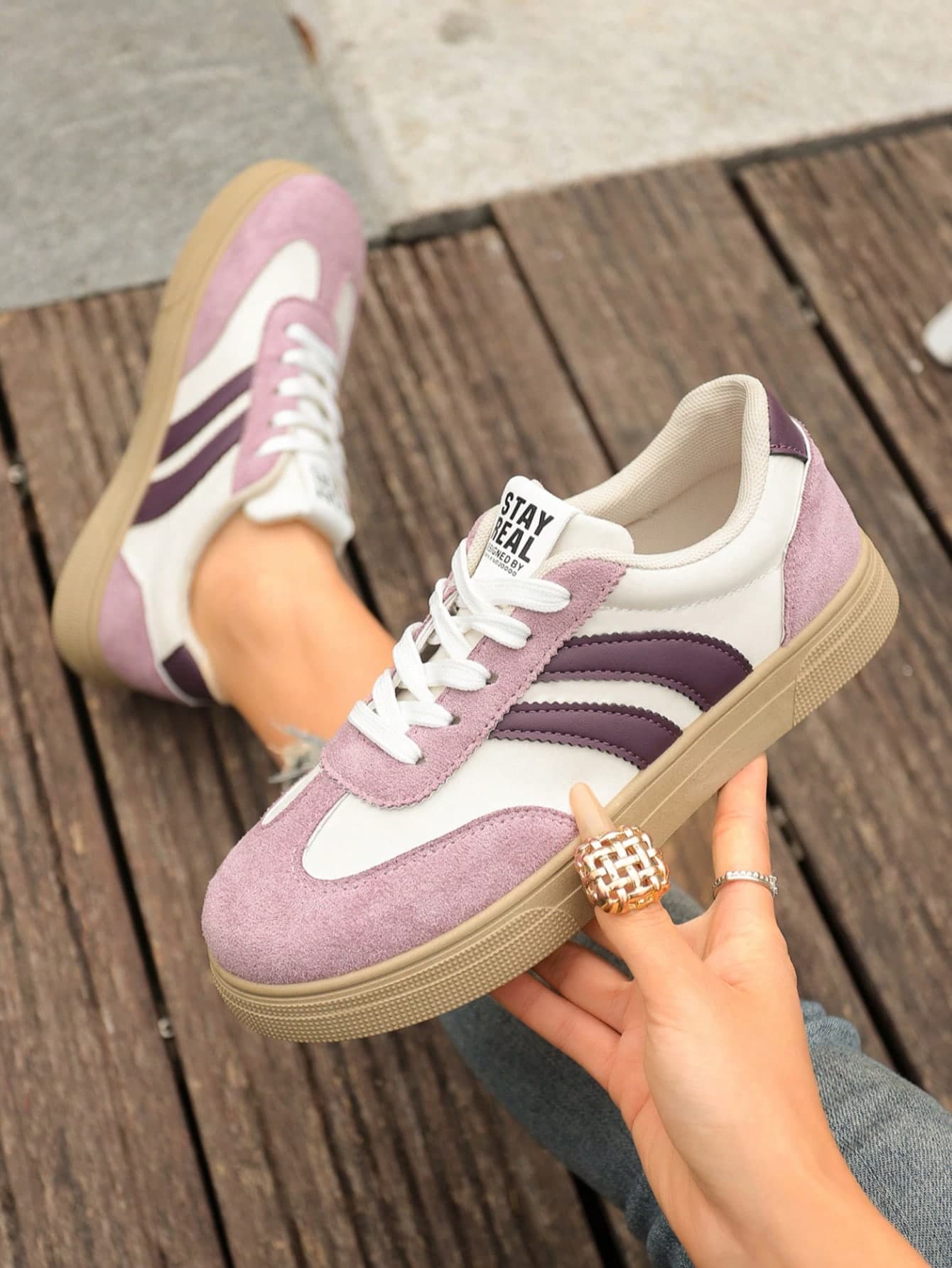 Women's Spring/Autumn New Casual Round Toe Low-Top Sneakers, Easy To Clean, Flat, Comfortable, Versatile, Contrast Color, Athletic Leisure Shoes, Retro Style, Fashion , Suitable For All Seasons