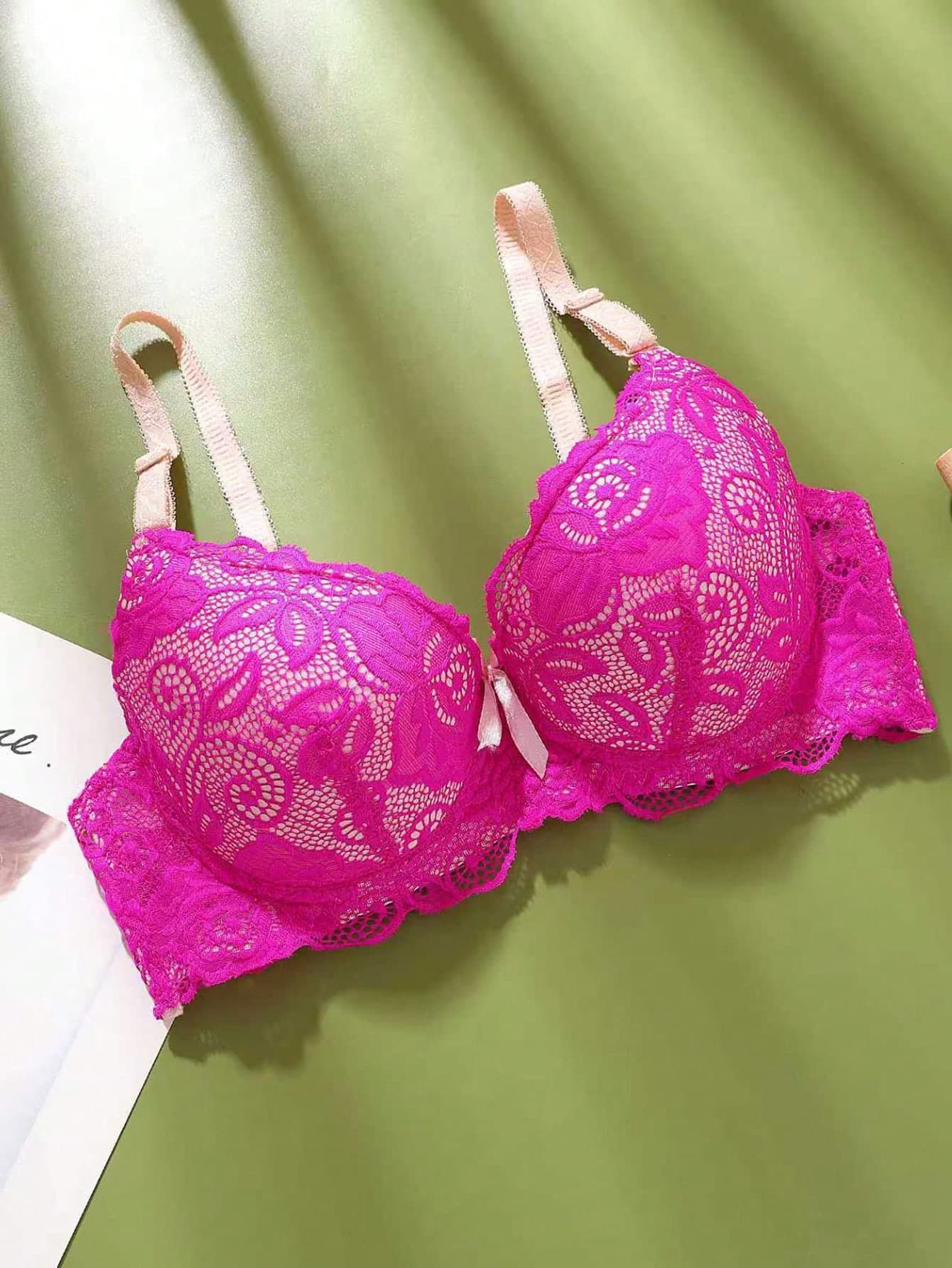 Plus Size Thin Cup High Quality Lace Contrast Color Sexy Ladies Bra, Comfortable And Elegant CD Cup Everyday Lingerie