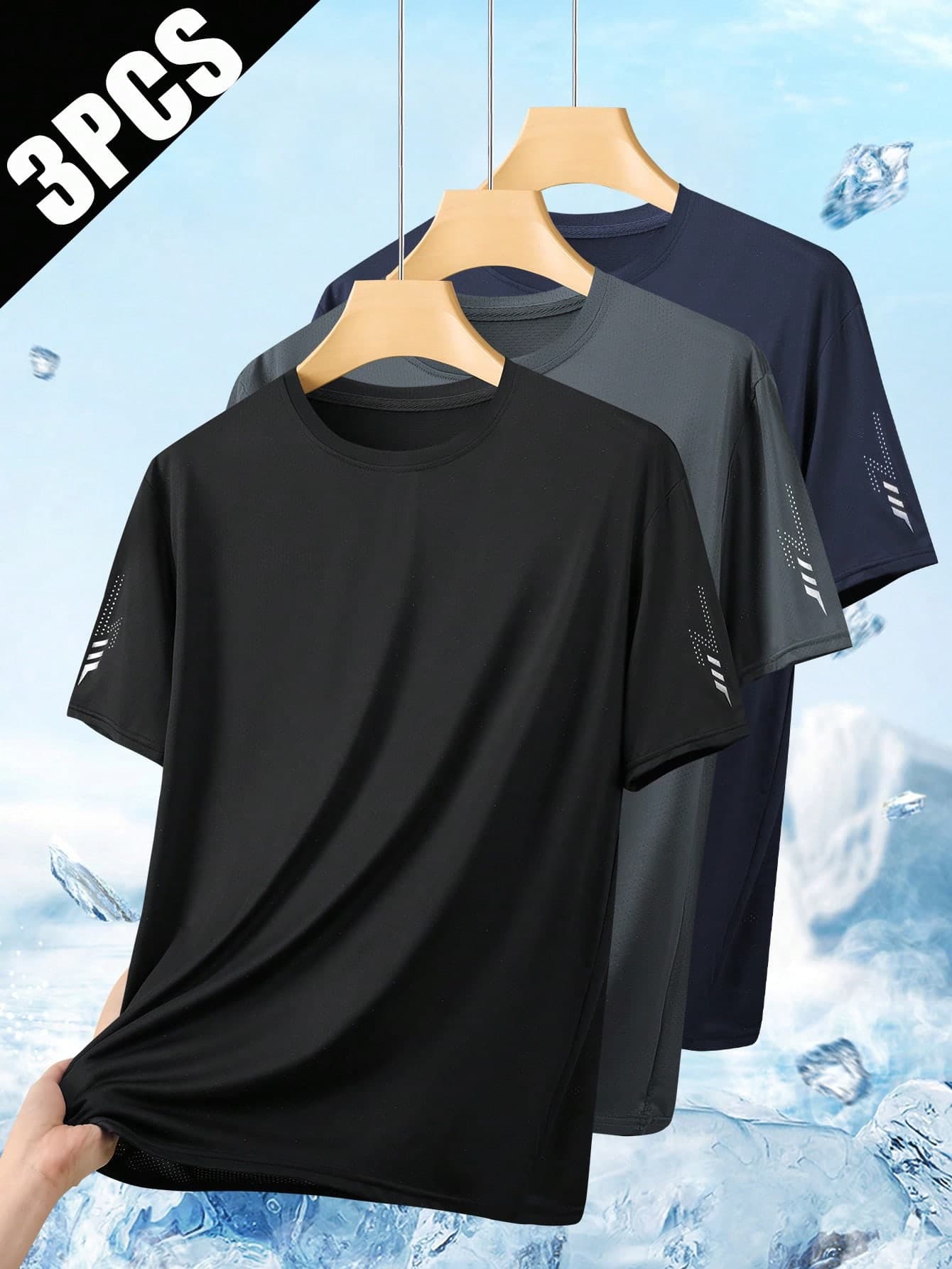 3 Packs Men's Quick Dry Graphic T-Shirt, Moisture Wicking Breathable Tee, Comfort Fit Athletic Shirts For Running Workout Casual Travel Outdoor Sports