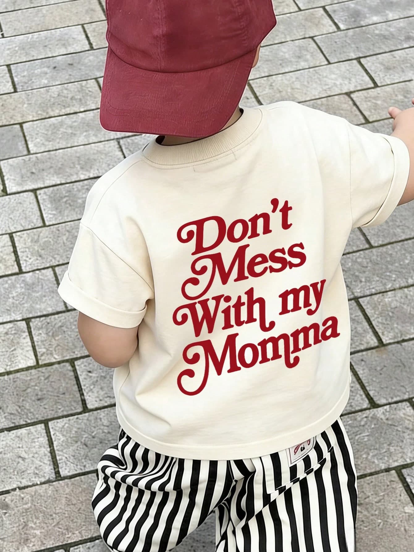 Newborn Baby Summer Casual Short Sleeve T-Shirt, "Don't Mess With My Mom" Slogan Print Round Neck Top