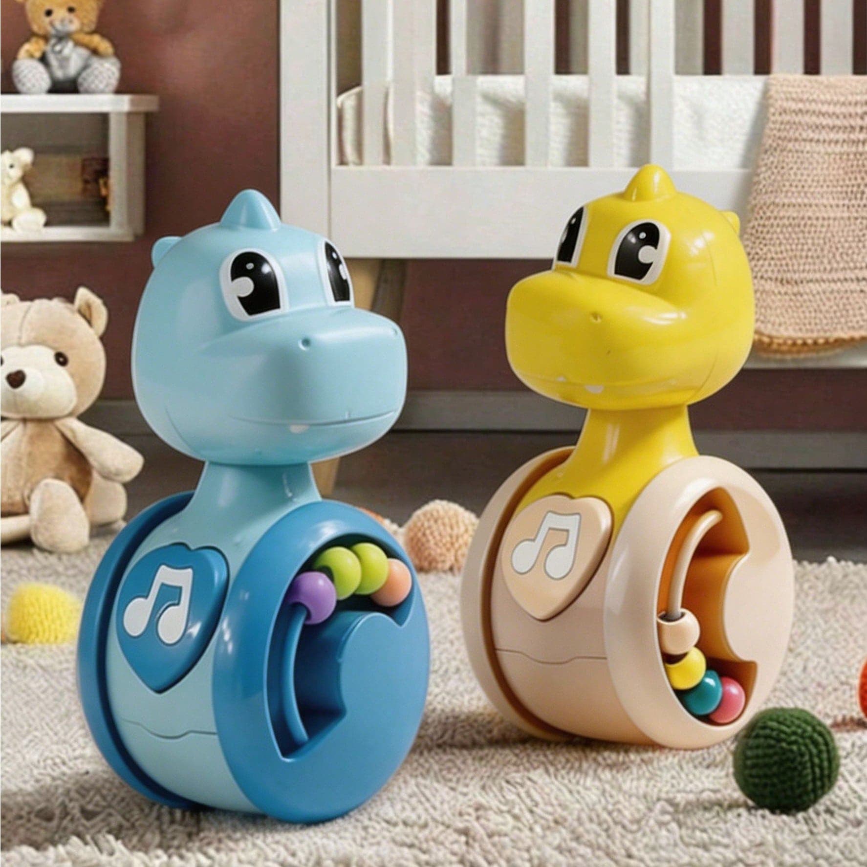 Cute Dinosaur Crawling Assistant Baby Toy, Press To Move Forward With Sound And Rattle, Suitable For 6-18 Months Infants, Interactive Push And Pull Toy, Perfect For Tummy Time Floor Play, Ideal Baby Shower, Newborn And 1st Birthday Gift