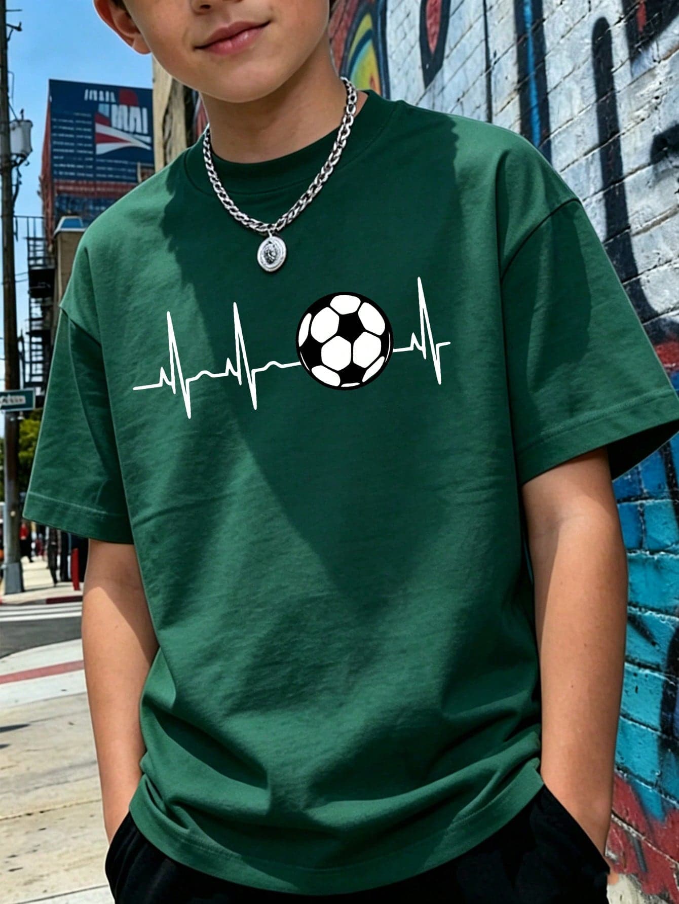 Tween Boys Casual Printed Round Neck Short Sleeve T-Shirt, Summer Top