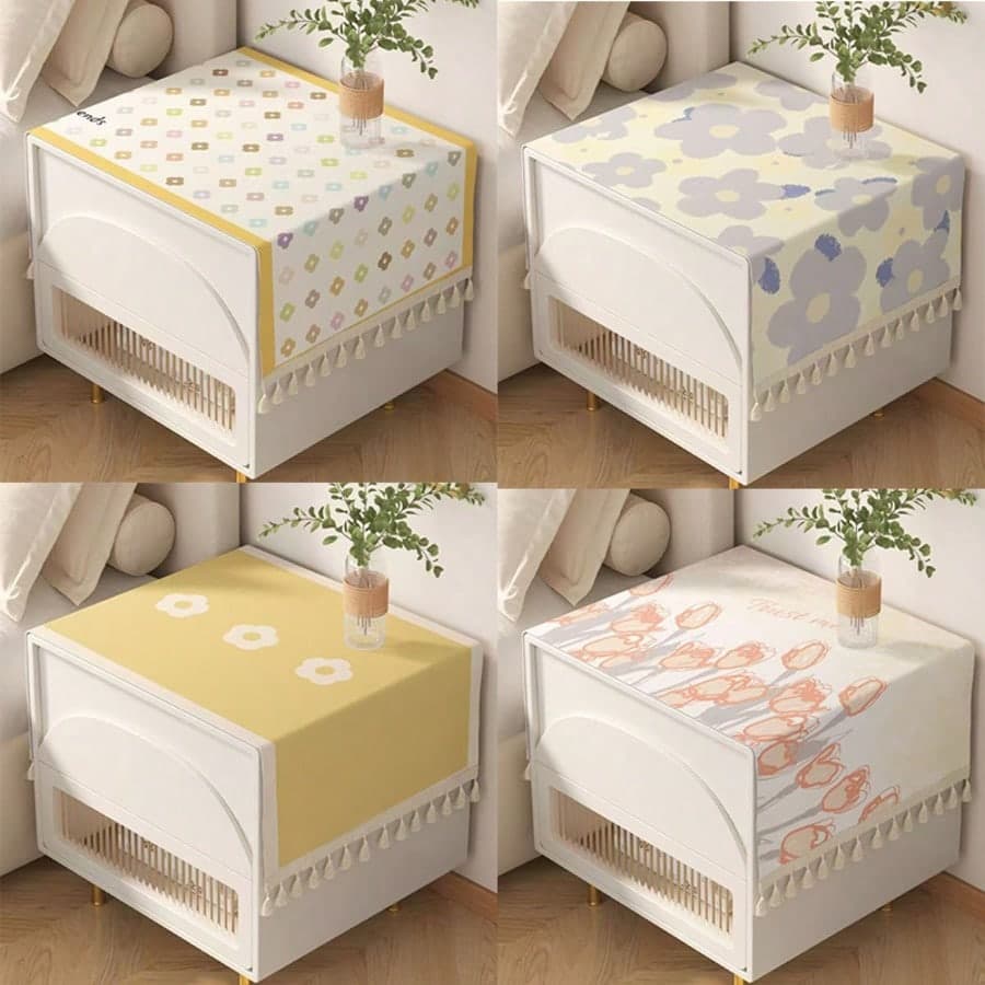 American Style Bedside Table Cloth, Rectangular Tabletop Protective Cover, Home Decor For Bedroom, Living Room, Coffee Table
