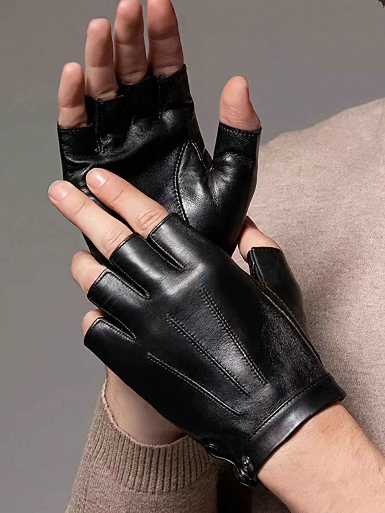 Half Finger Gloves, Men's Fingerless Driving Casual Gloves