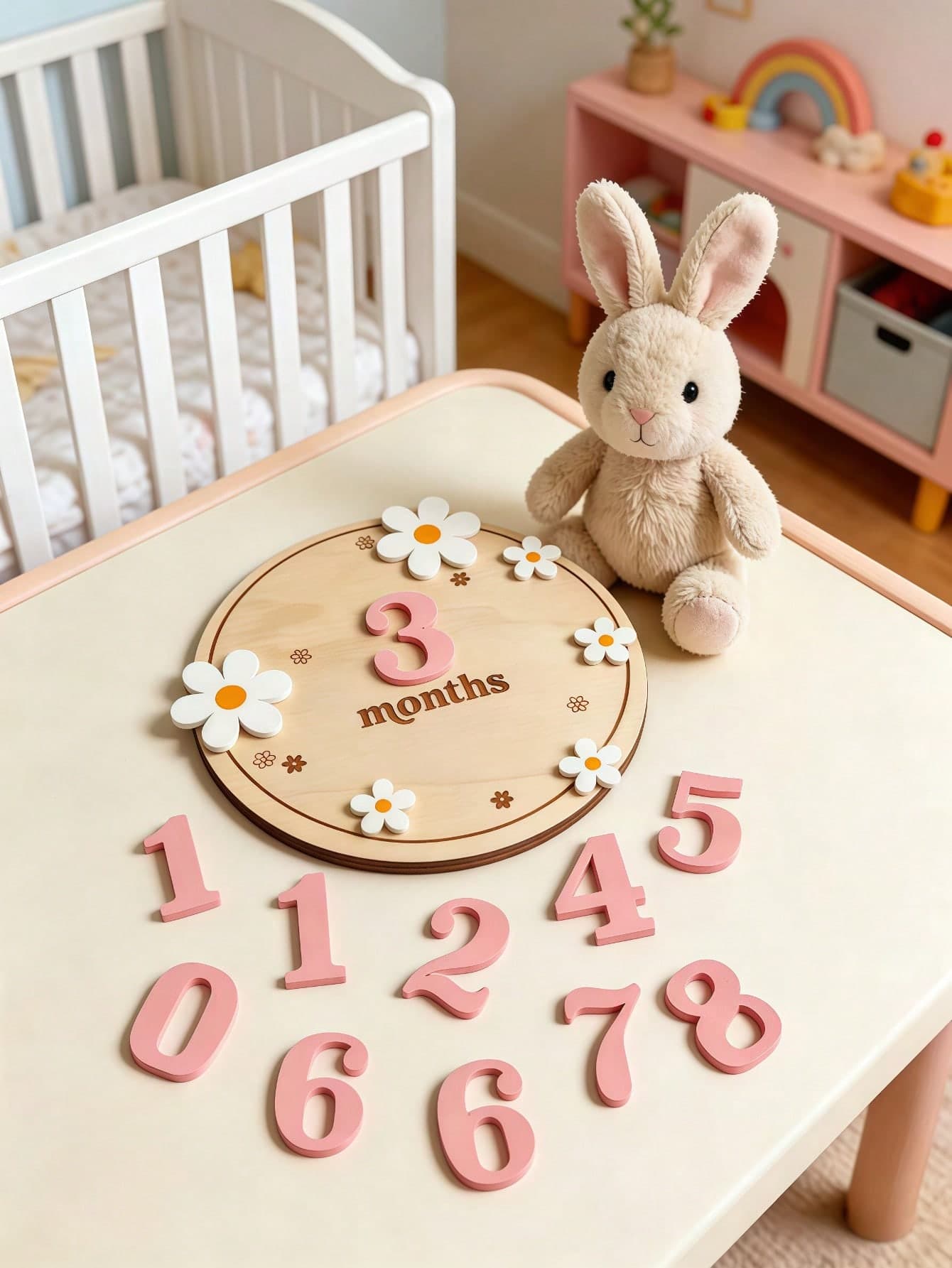 Round Wooden Baby Milestone Cards Set, 1-12 Months Infant Growth Milestone Markers, Newborn Birth Commemorative Cards, Pregnancy Journey Keepsake Tags, Baby Photography Props, Suitable For Baby Shower, Christmas And New Year Baby Gifts