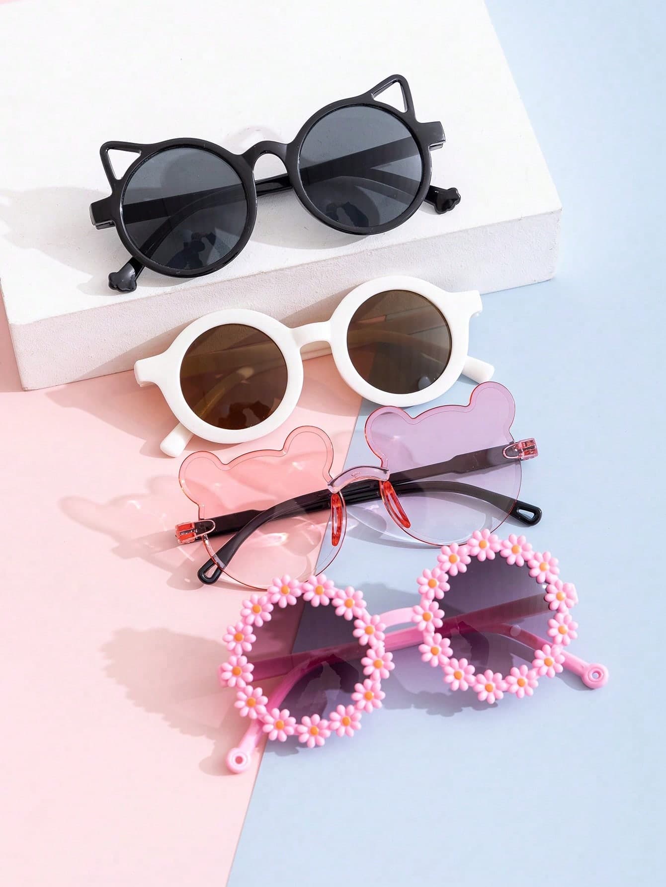 4PCS/1pc Children/Adult Fashionable Daisy Flower Decor Fashion Glasses Unisex, Outdoor Beach Photography Glasses, Baby Prop Eyewear Gift Glasses Box