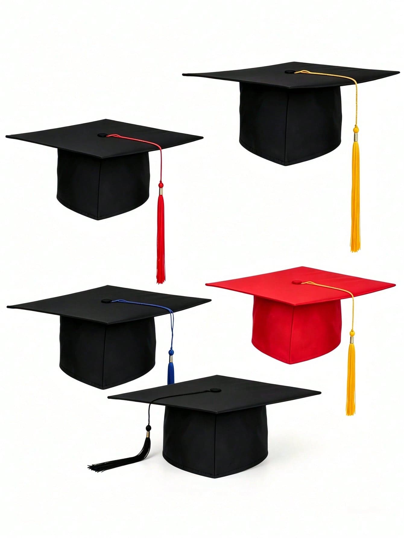 1pc Graduation Cap Made Of High-Quality Polyester Fabric, With Sturdy And Fashionable Structure. Comes With Multi-Color Tassels For Selection. Adjustable Inner Design Fits Different Head Sizes, Making It An Essential Item For Graduation Ceremonies, Coming-Of-Age And Other Formal Occasions.