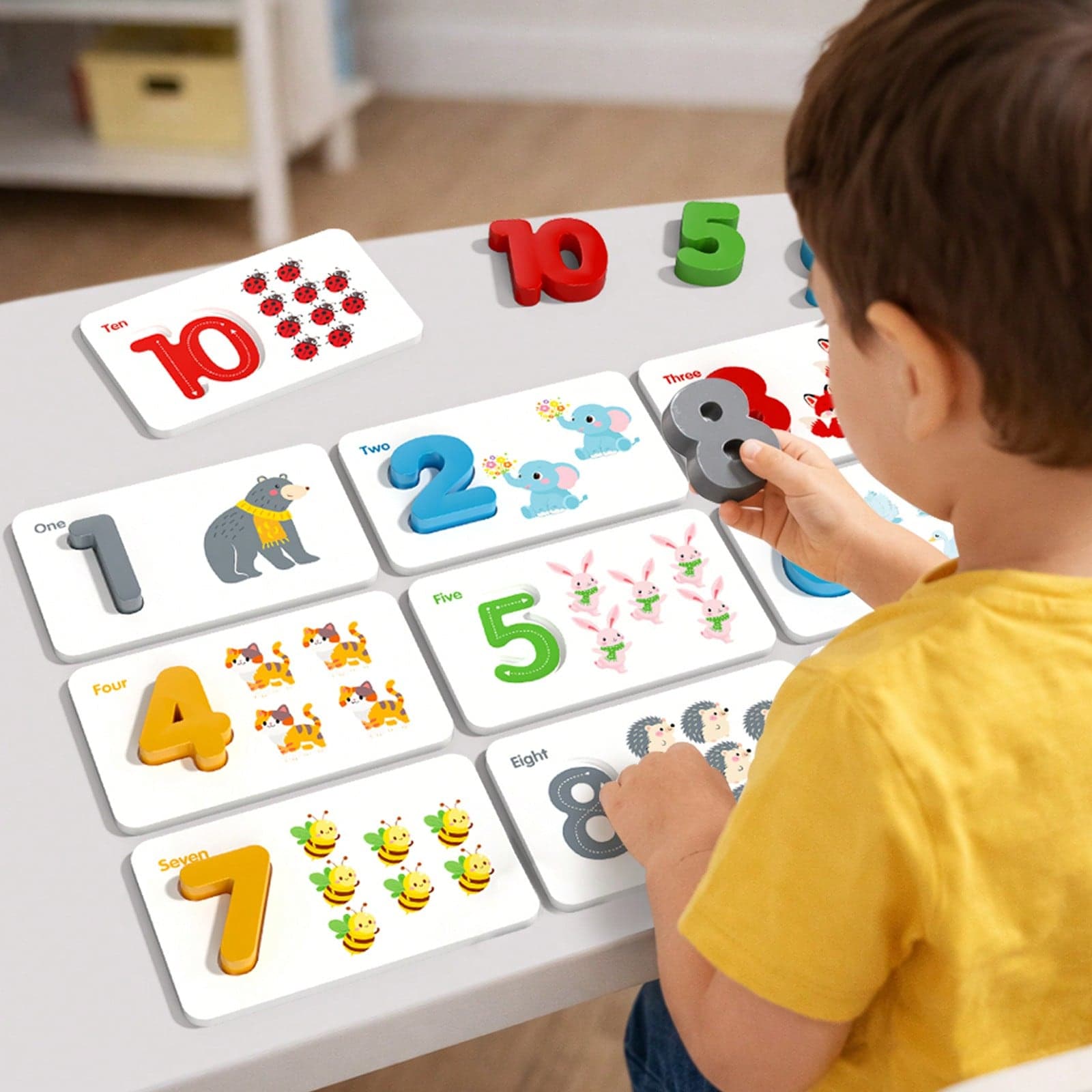 Children's Wooden Learning Puzzle Educational Interlocking ABC Number Sensory Toy, Suitable For Preschool Children's Spelling And Counting Educational Toy