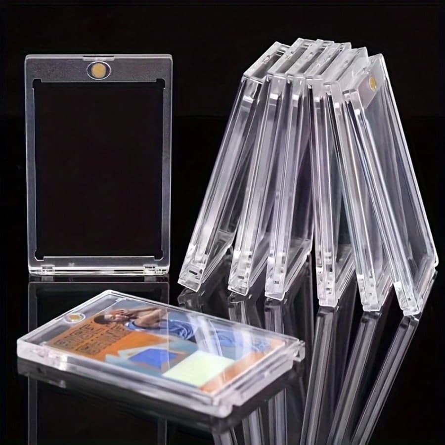 8pcs Collectible Card Sleeves, Transparent Strong Magnetic Card Bricks, Sports Card Small Card Storage Box, Acrylic Business Card Collection Protection Box, Made Of High Transparency Acrylic Material, 360° Clear Display Without Dead Angles, Smooth Surface Scratch-Resistant And Wear-Resistant, Built-In Strong Magnetic Closure Design, Stable Opening And Closing Without Falling Off