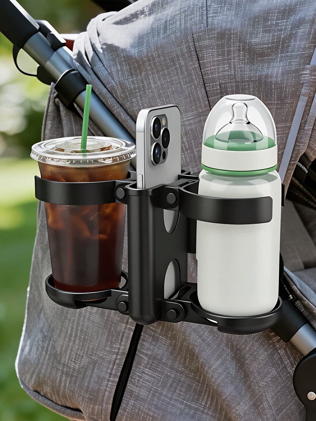 3-In-1 Multifunctional Foldable Cup Holder, Bottle Rack, Phone Holder, Compatible With Bugaboo, Nuna, Doona Strollers, Wheelchairs, Bicycles, Walkers, Scooters