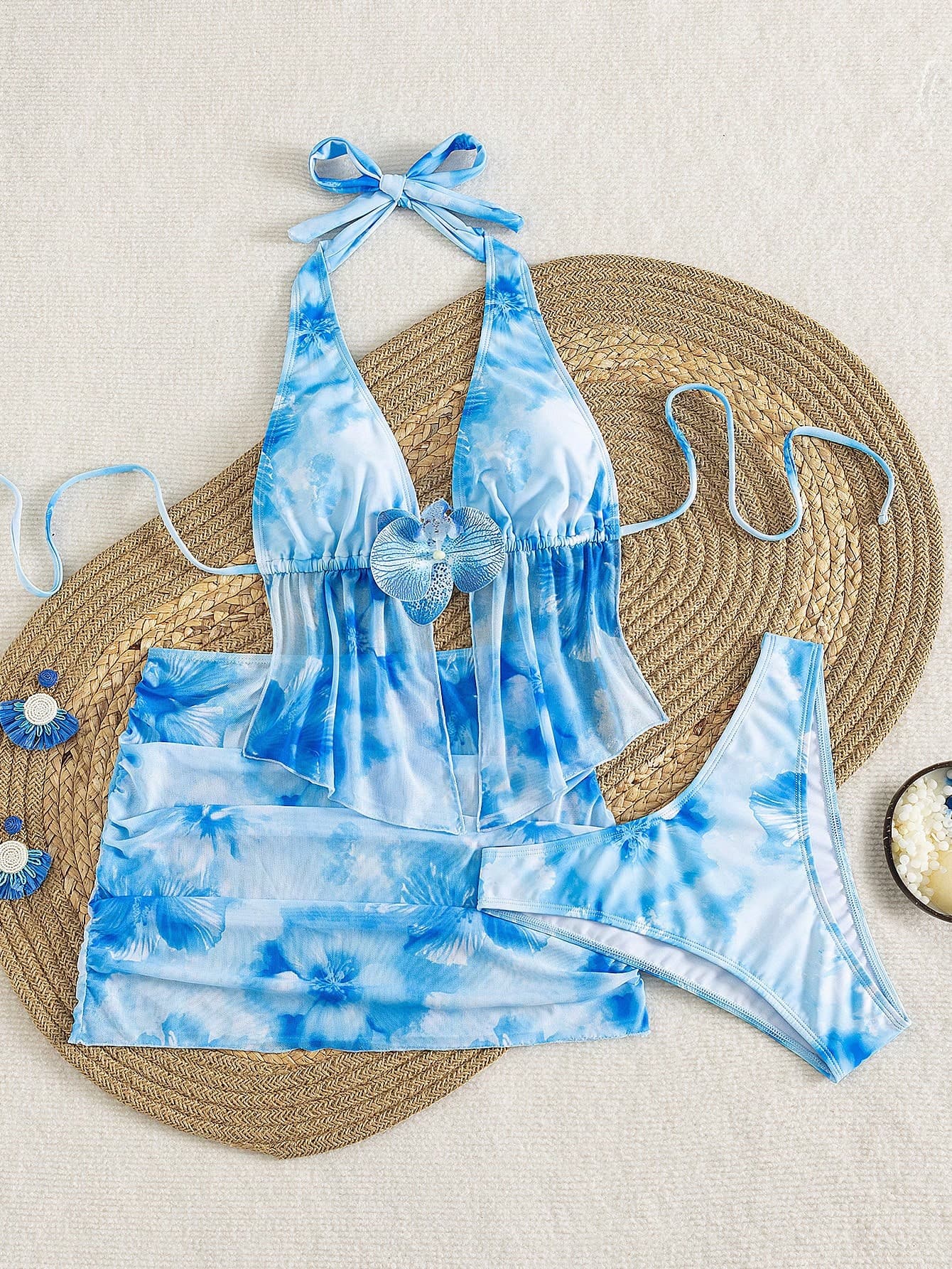 2026 Women's Random Print Spaghetti Strap Sexy Bikini Swimwear Set, Summer Outfit, Elegant, Valentine's Day, Beach, Vacation, Casual, Unique, Summer Set, Summer Holiday Set, Spring, Women's Valentine's Day Set, Carnival