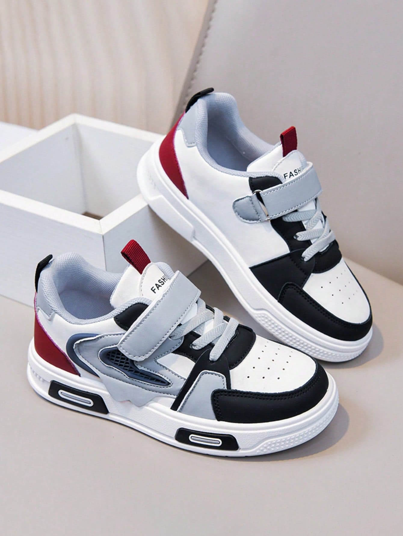 1 Pair Children's Spring/Autumn Mid-Top Canvas Sneakers, Non-Slip Sole Design, Adjustable Closure, Easy On/Off, Fashionable Color Matching, Suitable For Daily Wear, Back To School, Campus, Student Sports Shoes, Athleisure