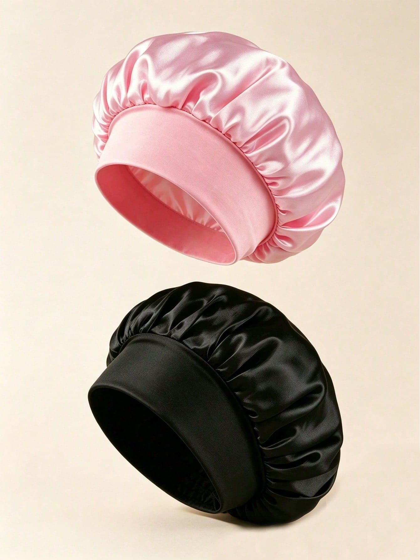 1/2pcs Silk Sleep Cap, Satin Hair Cap, Women Wide Brim High Elasticity Hat, Satin Sleep Cap, High-End Satin Hair Care Cap, Curly Hair Silk Headband