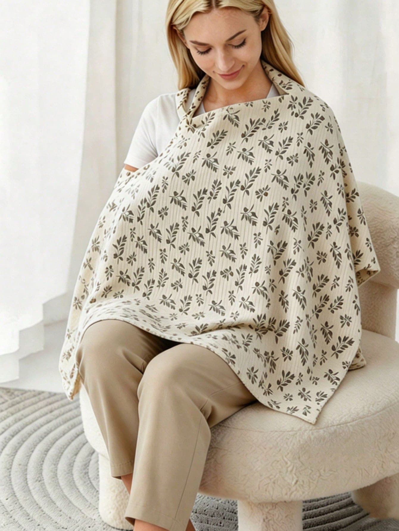 1pc Nursing Cover For Breastfeeding Moms, Cartoon Printed Muslin Fabric, Multi-Functional Anti-Peeping Nursing Scarf, Breathable For Outdoor Feeding & Sun Protection
