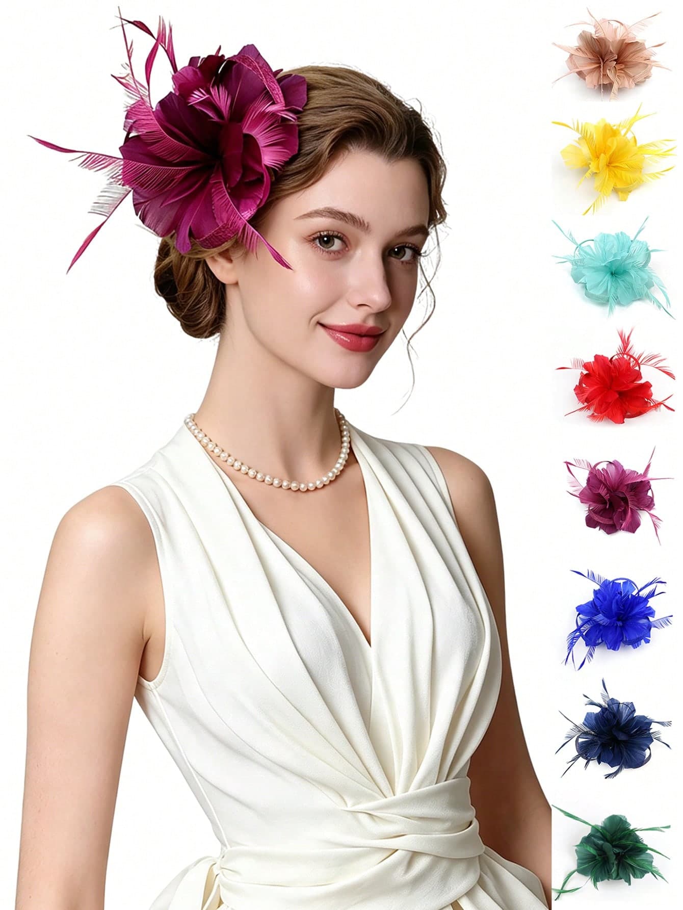 Fascinator Hats For Women - Tea Party Hats Fascinators Kentucky Headband Derby Hat Wedding Cocktail Feather Headwear Brooch