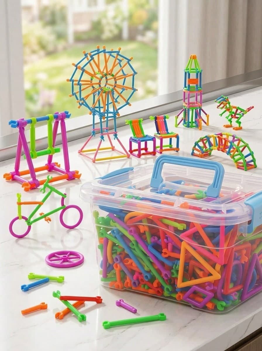 MINKOJA 200pcs STEM Magic Wand Building Block Set - Teens Educational Construction Toy, Unleash Kids Imagination, Engineering Kit, Multicolor & Shapes, Perfect Gift For Birthday & Holidays